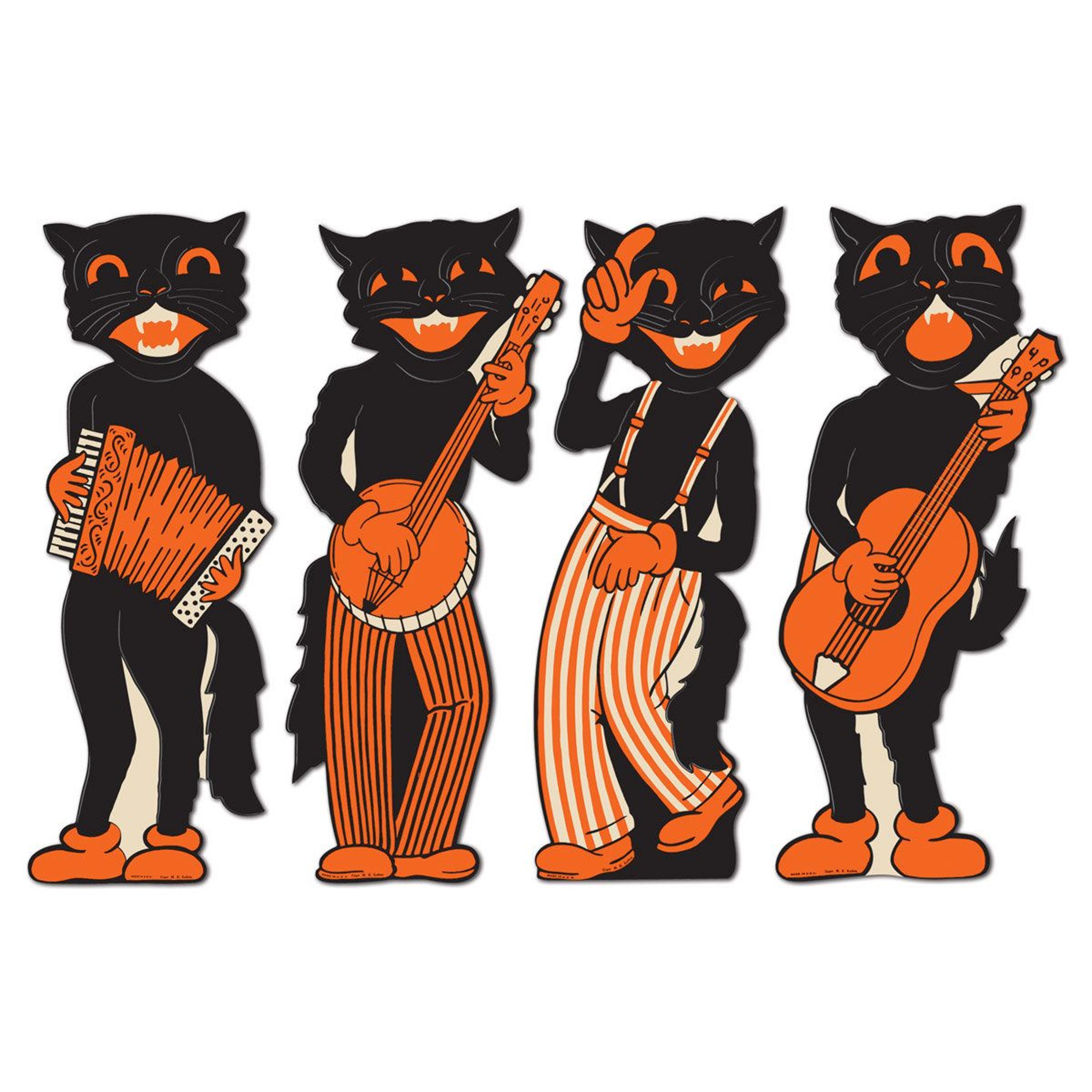 vintage halloween scat cat band cutouts 4 piece party decoration set