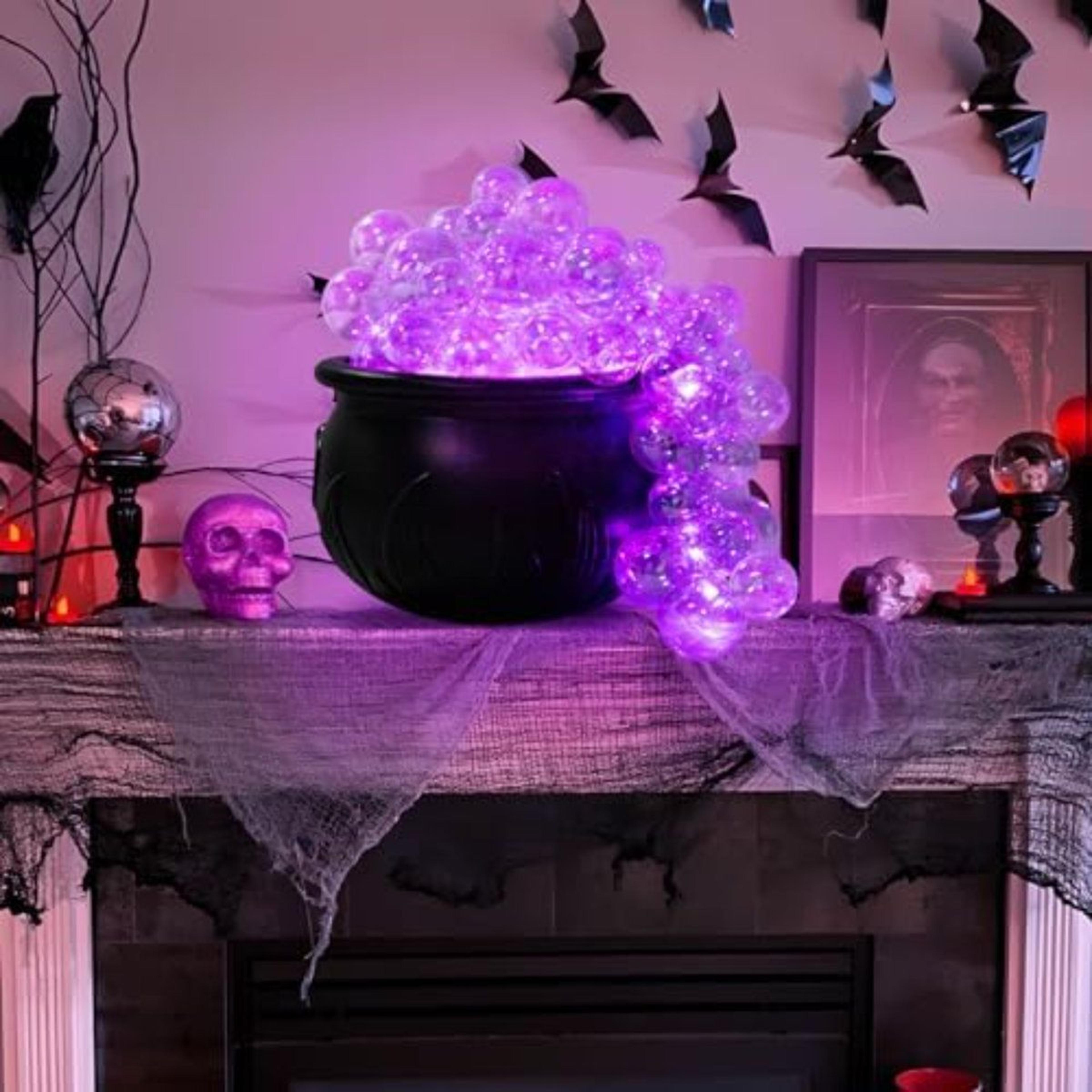 diy halloween bubbling witch cauldron decoration with remote control twinkling lights