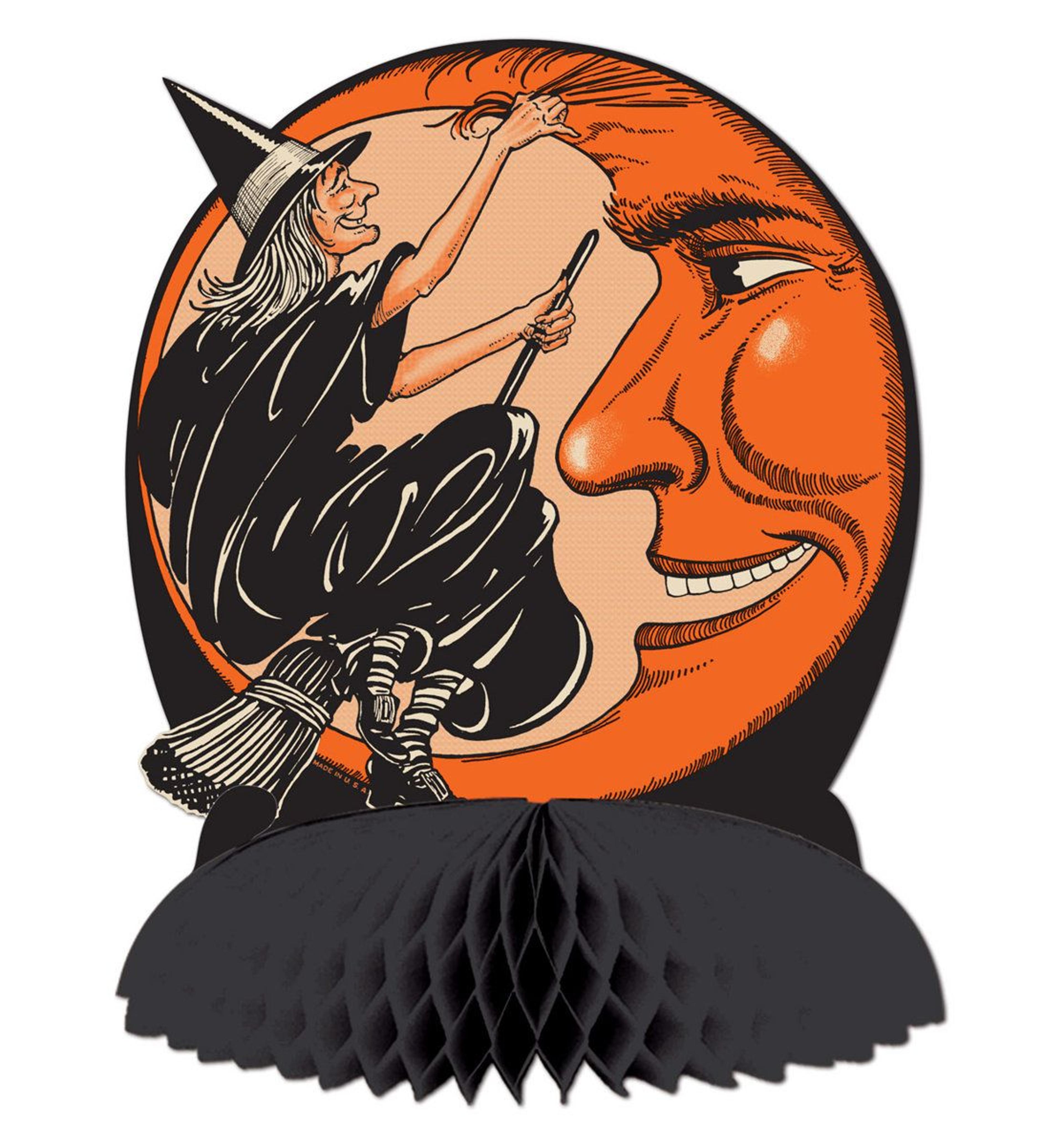 vintage halloween witch and moon table centerpiece for party decorations