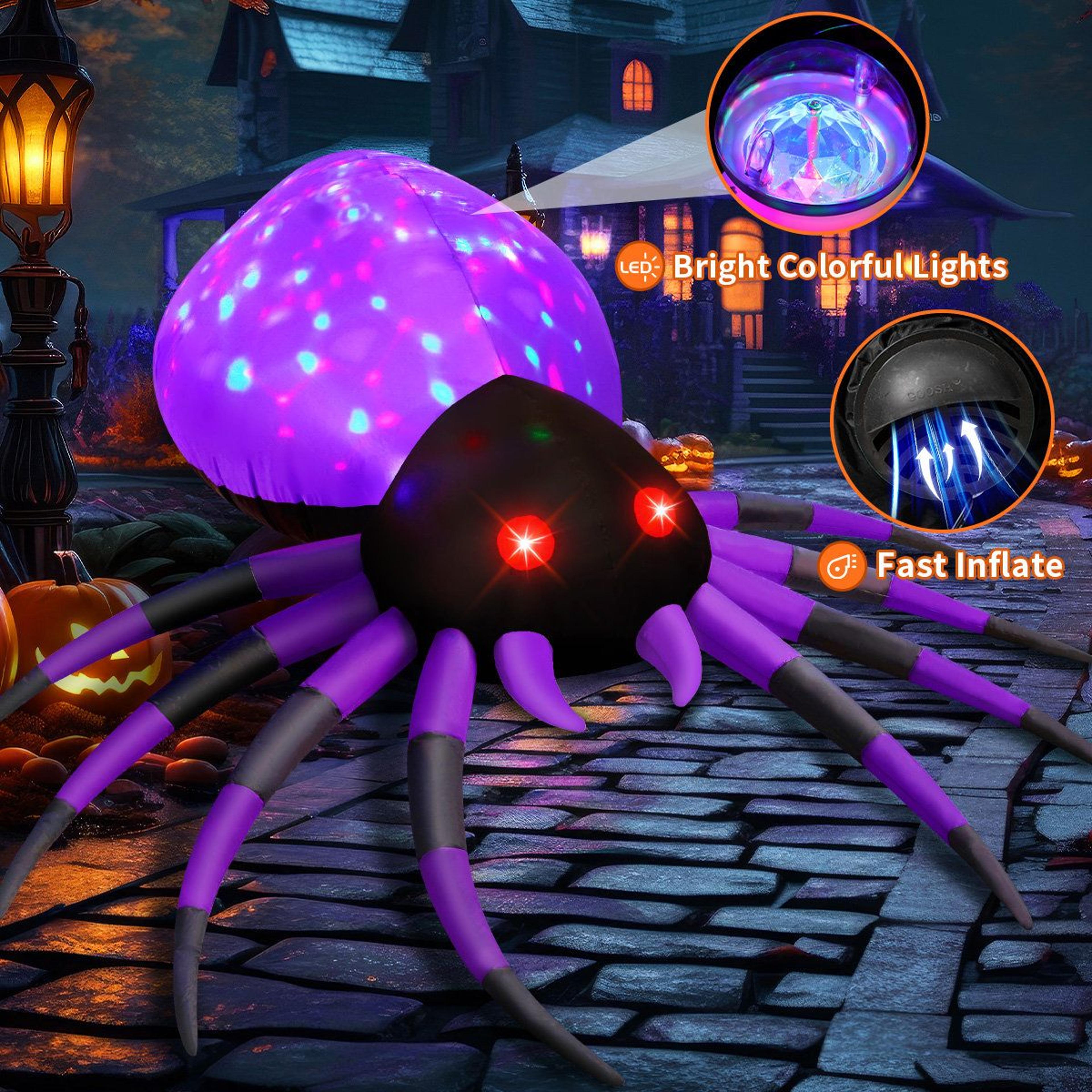 5 ft halloween inflatable spider with led lights for outdoor yard decorations