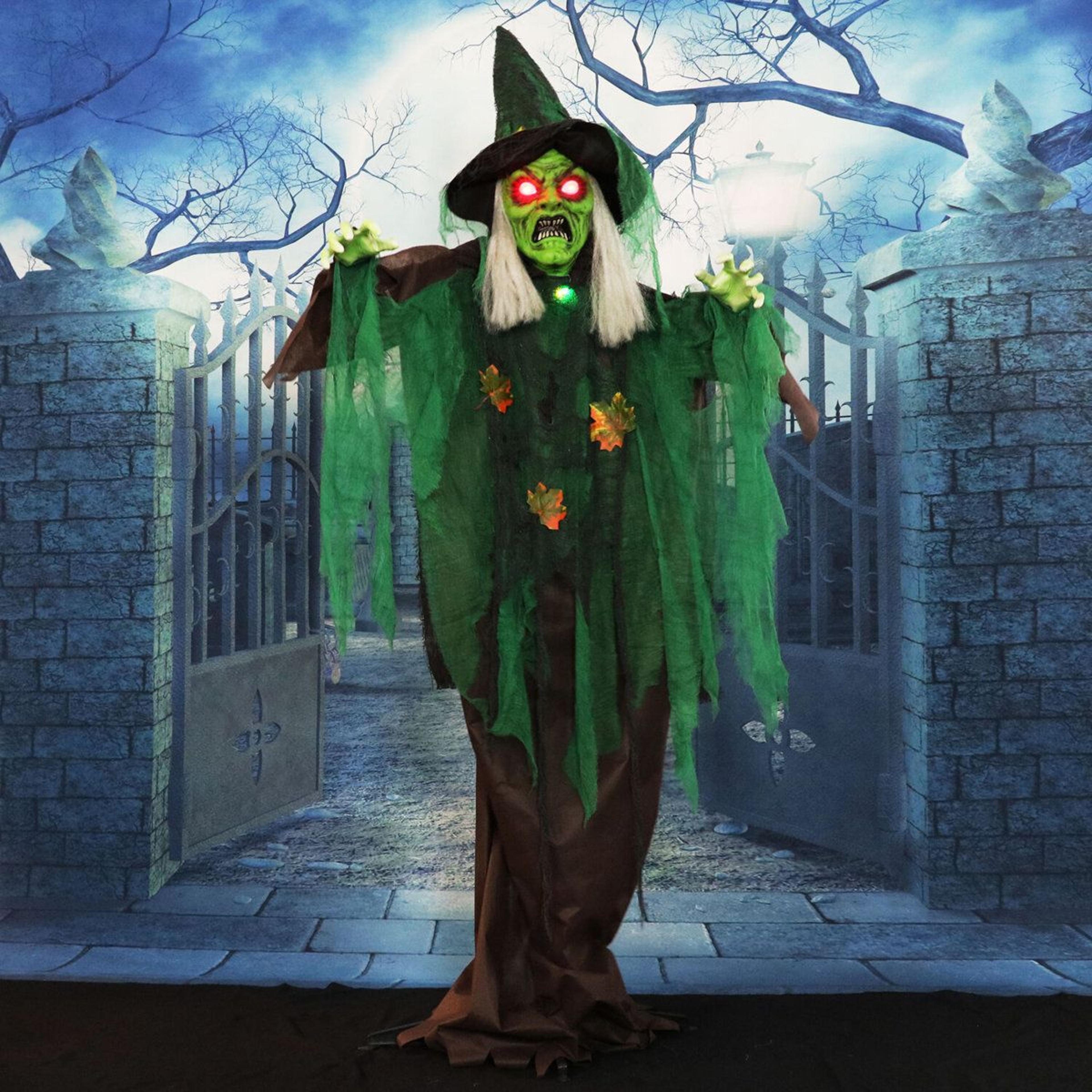 6 ft. animatronic halloween witch with talking motion and led lights