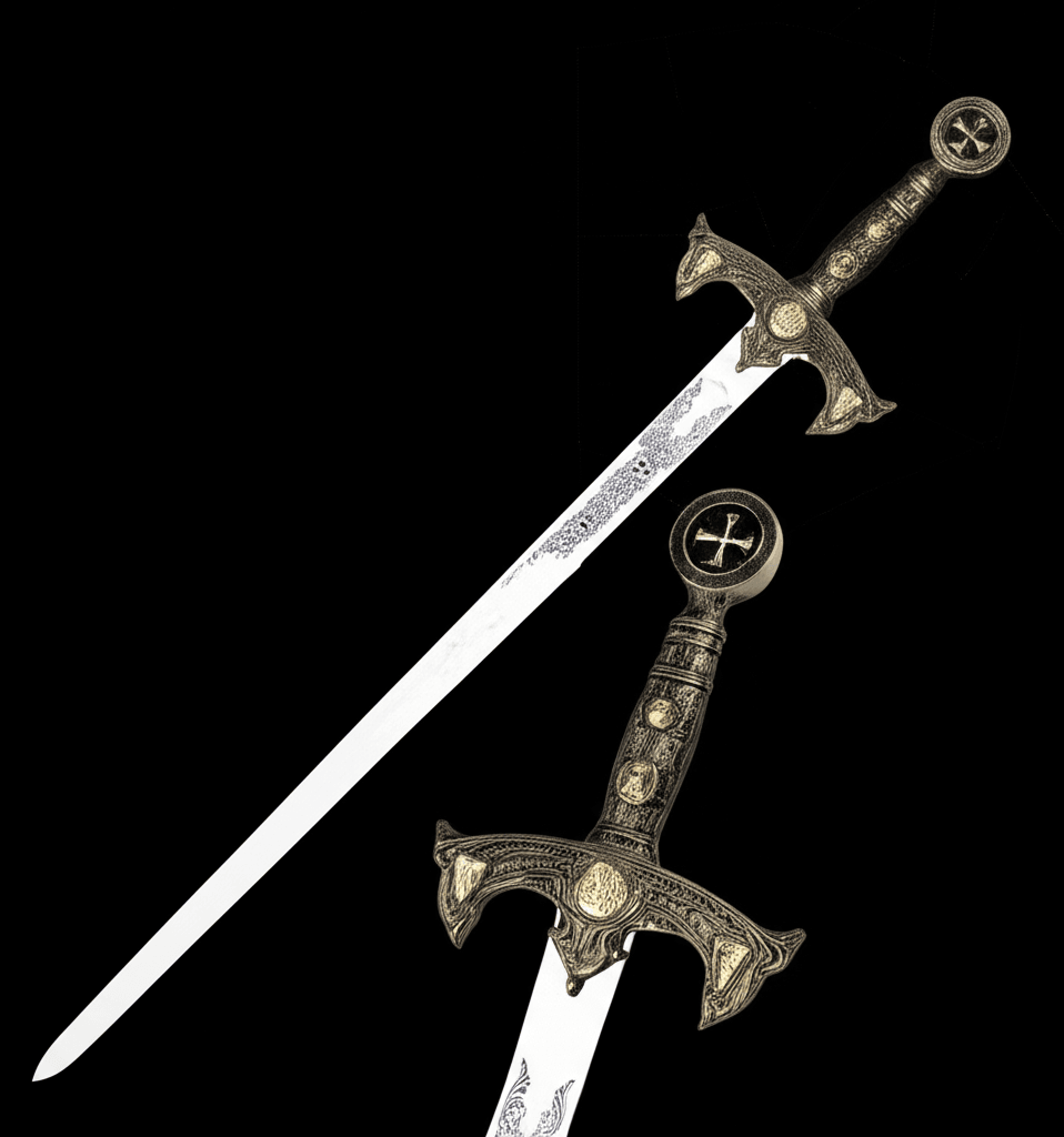 knight templar long sword | 38-inch hand-forged medieval crusader replica sword | full tang high carbon steel blade