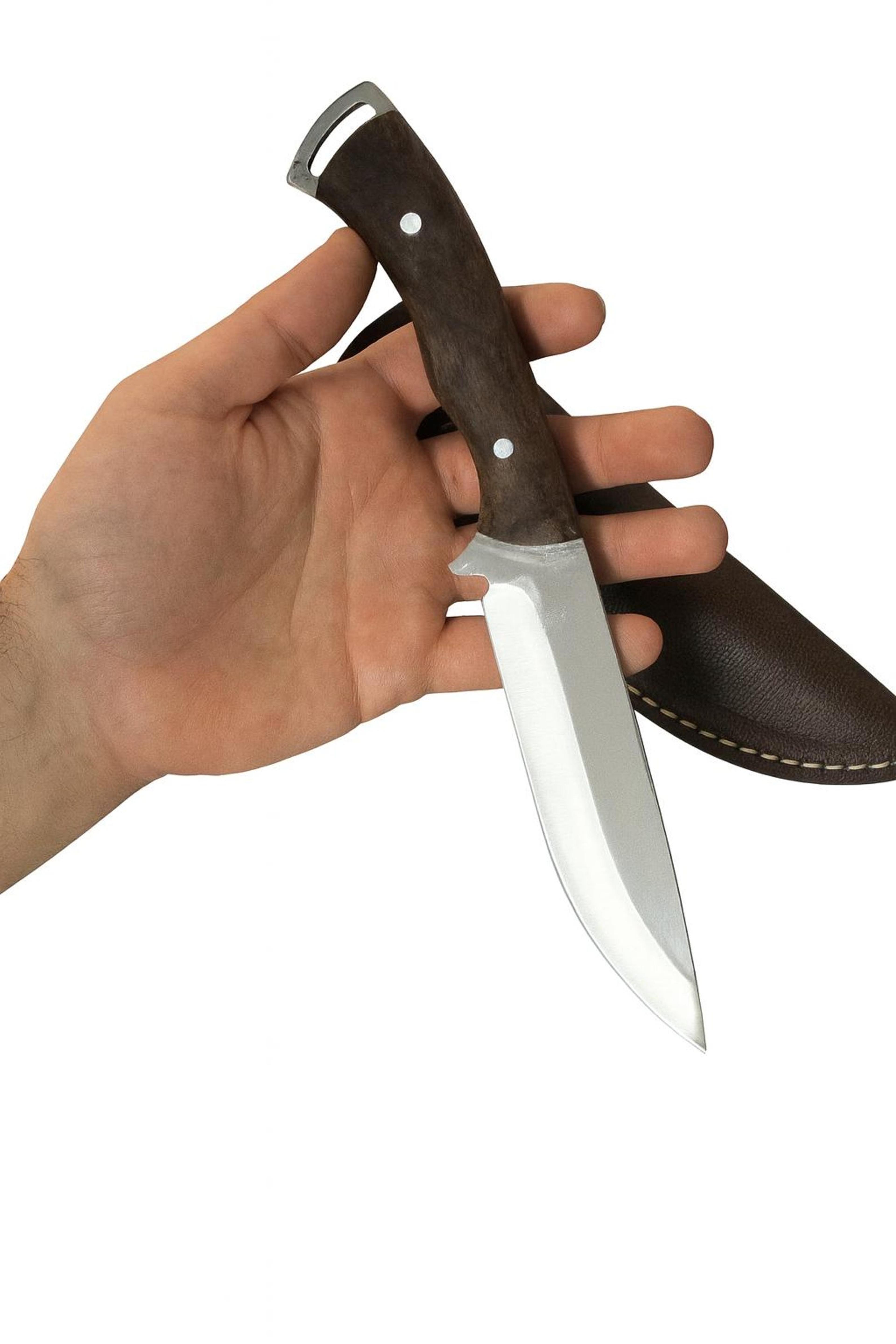 10" customizable bushcraft pocket knife gift for men - walnut handle and thyssenkrupp 4116 stainless steel blade