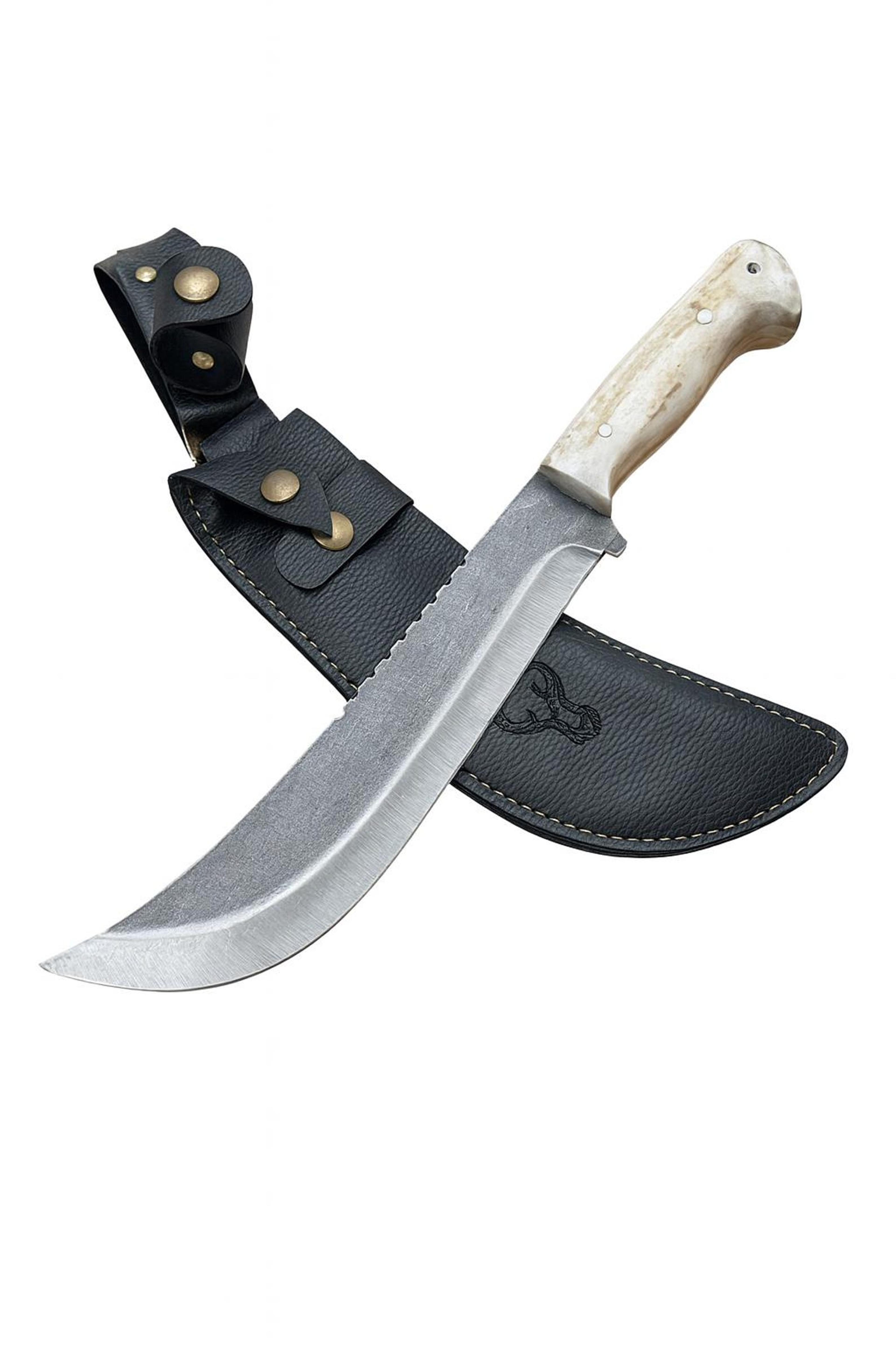 personalized deer antler hunting knife 4034 stainless steel fixed blade with leather sheath