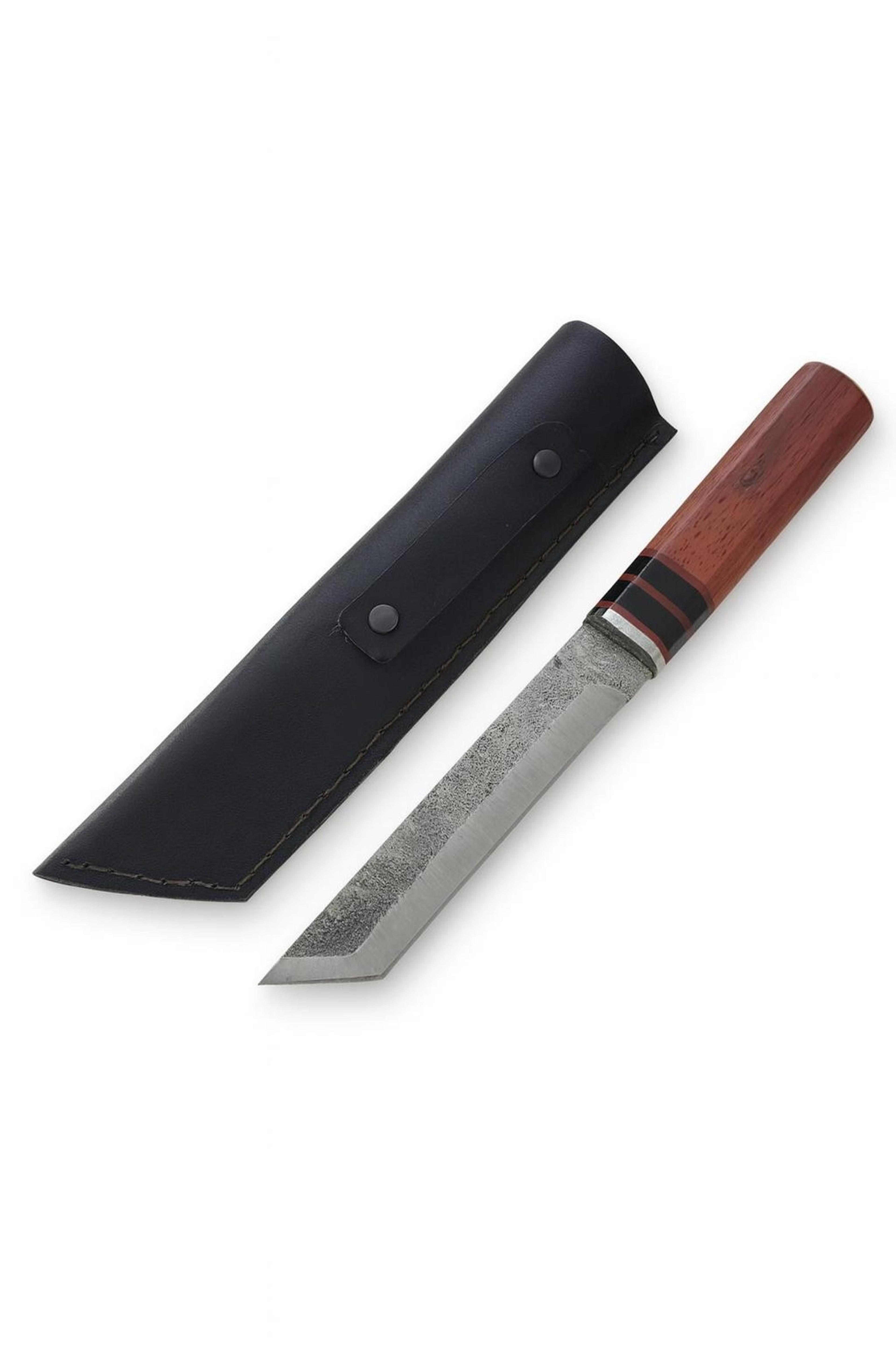 handmade 4116 stainless steel tanto knife wooden handle with leather sheath | collector tanto knife