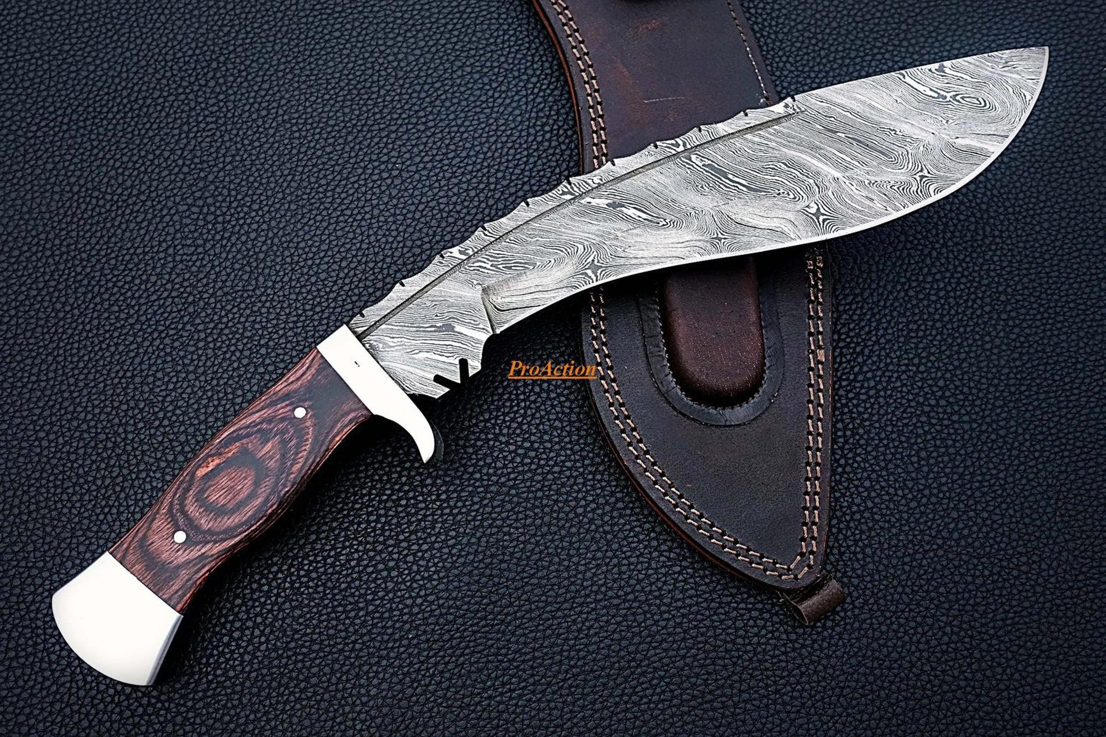 hand forged damascus khukuri knife - perfect gift outdoor lovers - hunter gift