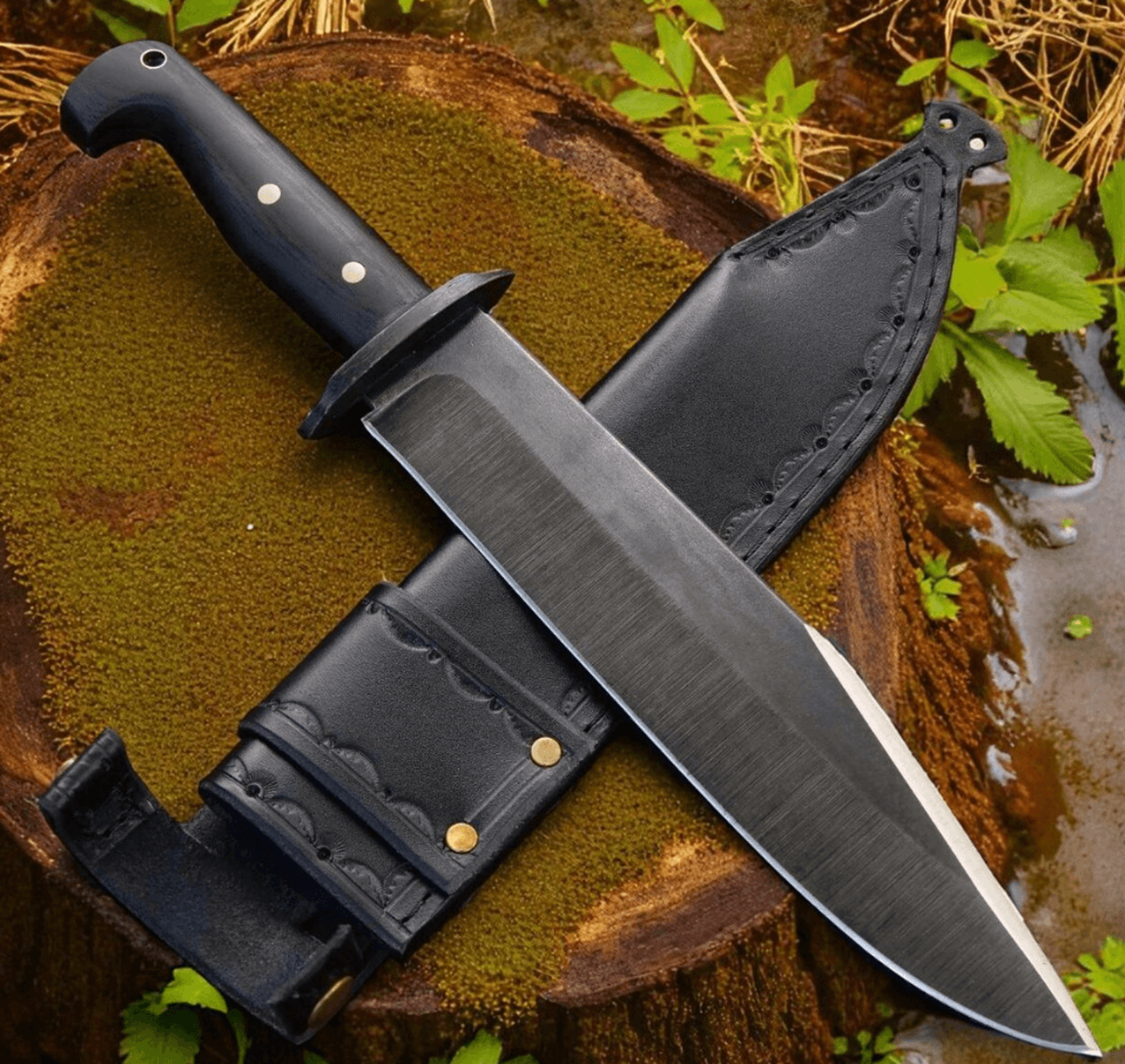tercio raider, 10 inch full tang bowie knife. leather sheath, micarta grips | gift for husband | boyfriend gift