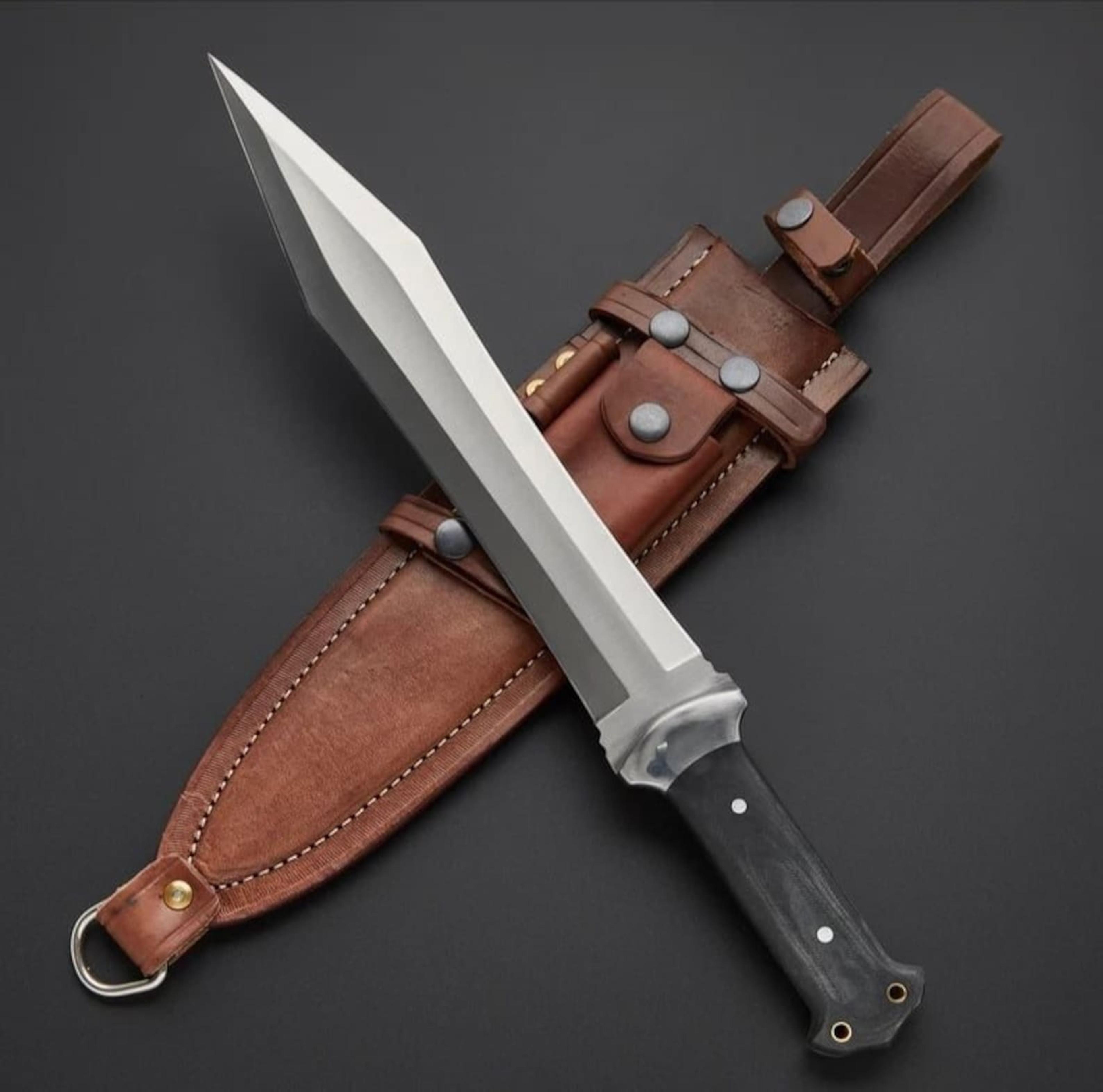 handmade tactical tanto knife with stainless steel blade, full tang & leather sheath for survival gift | hunter gift