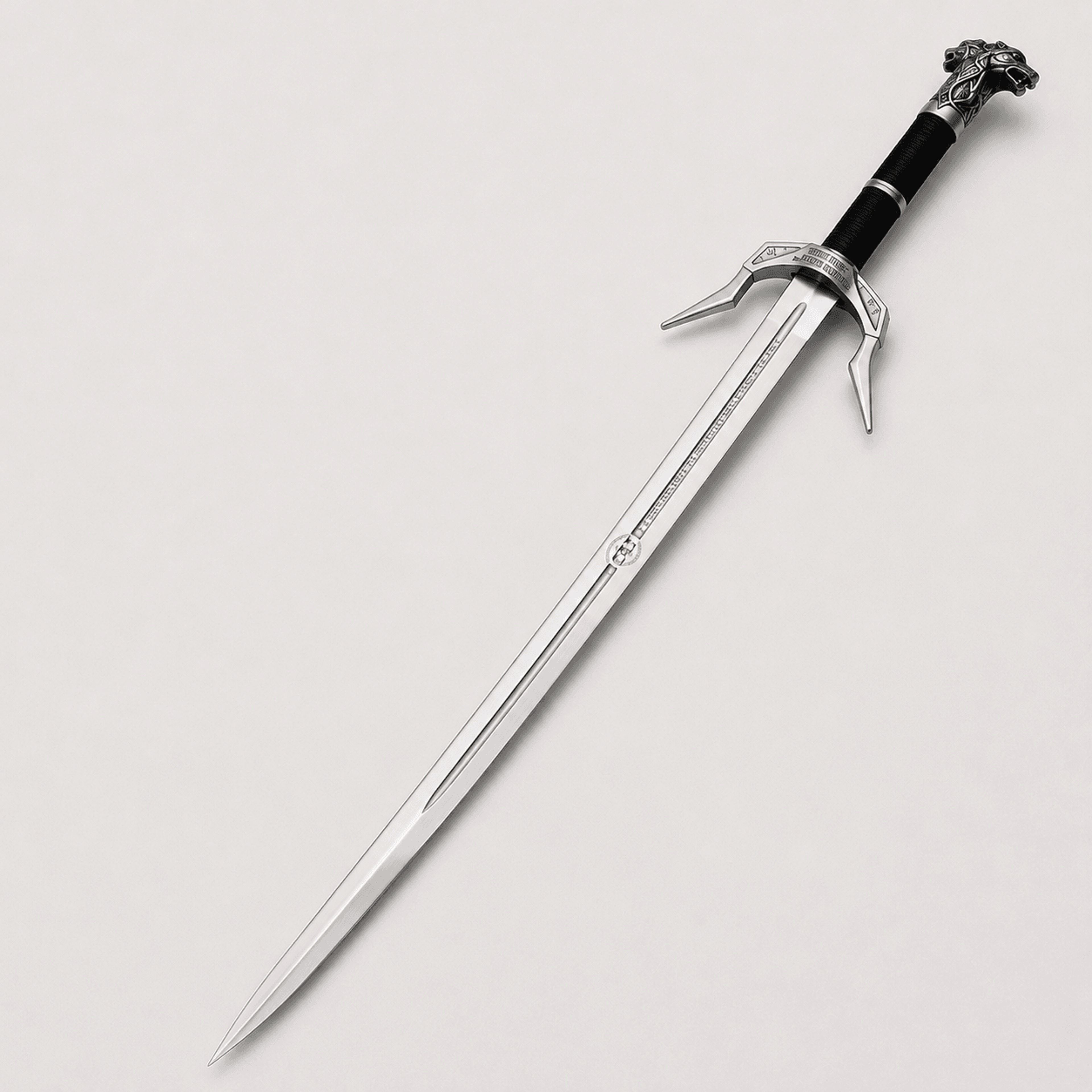 medieval fantasy long sword replica stainless steel display sword with wolf pommel collectible
