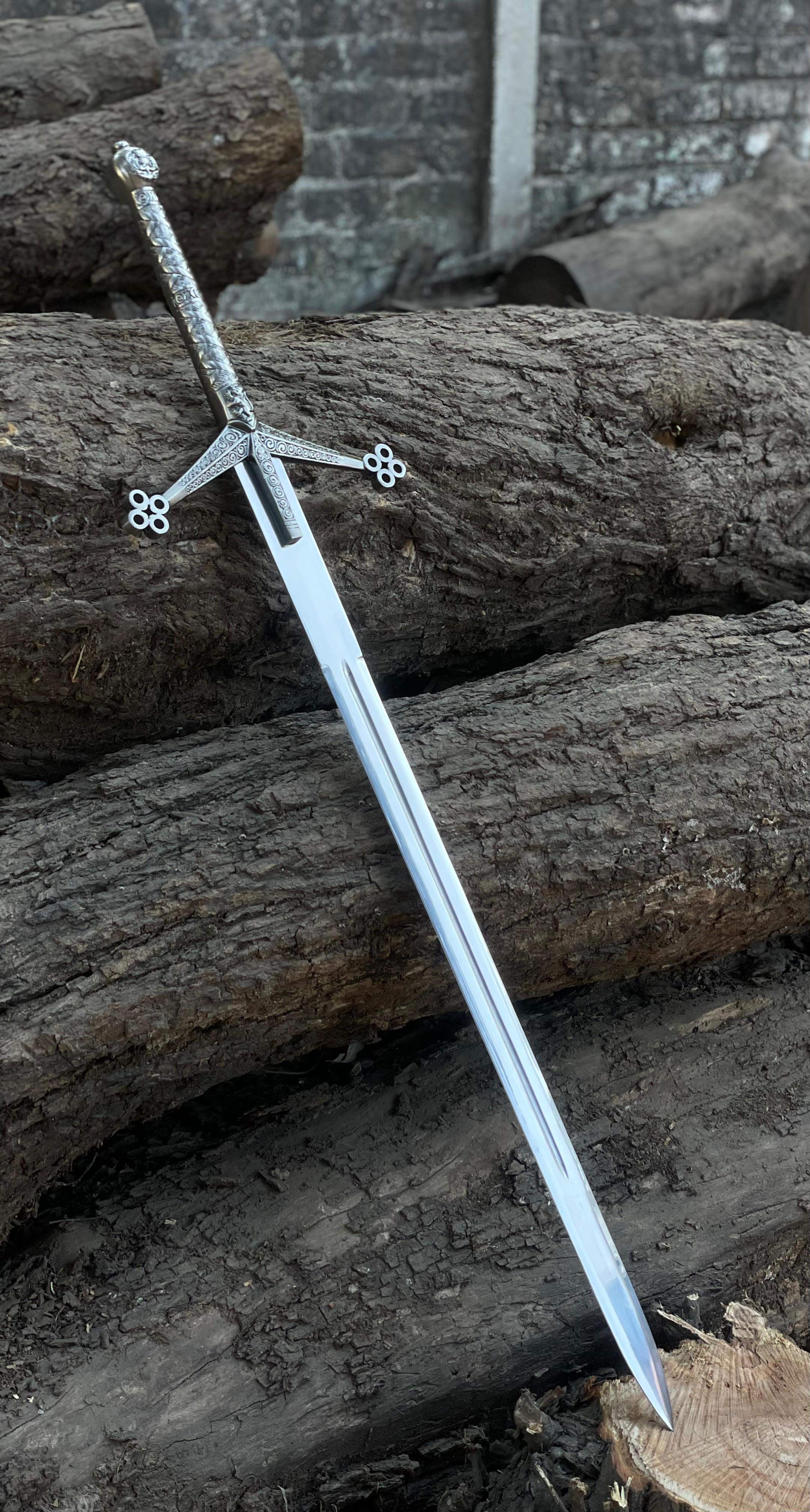 medieval knight longsword with stainless steel blade & ornate cross guard for display, cosplay & collectors