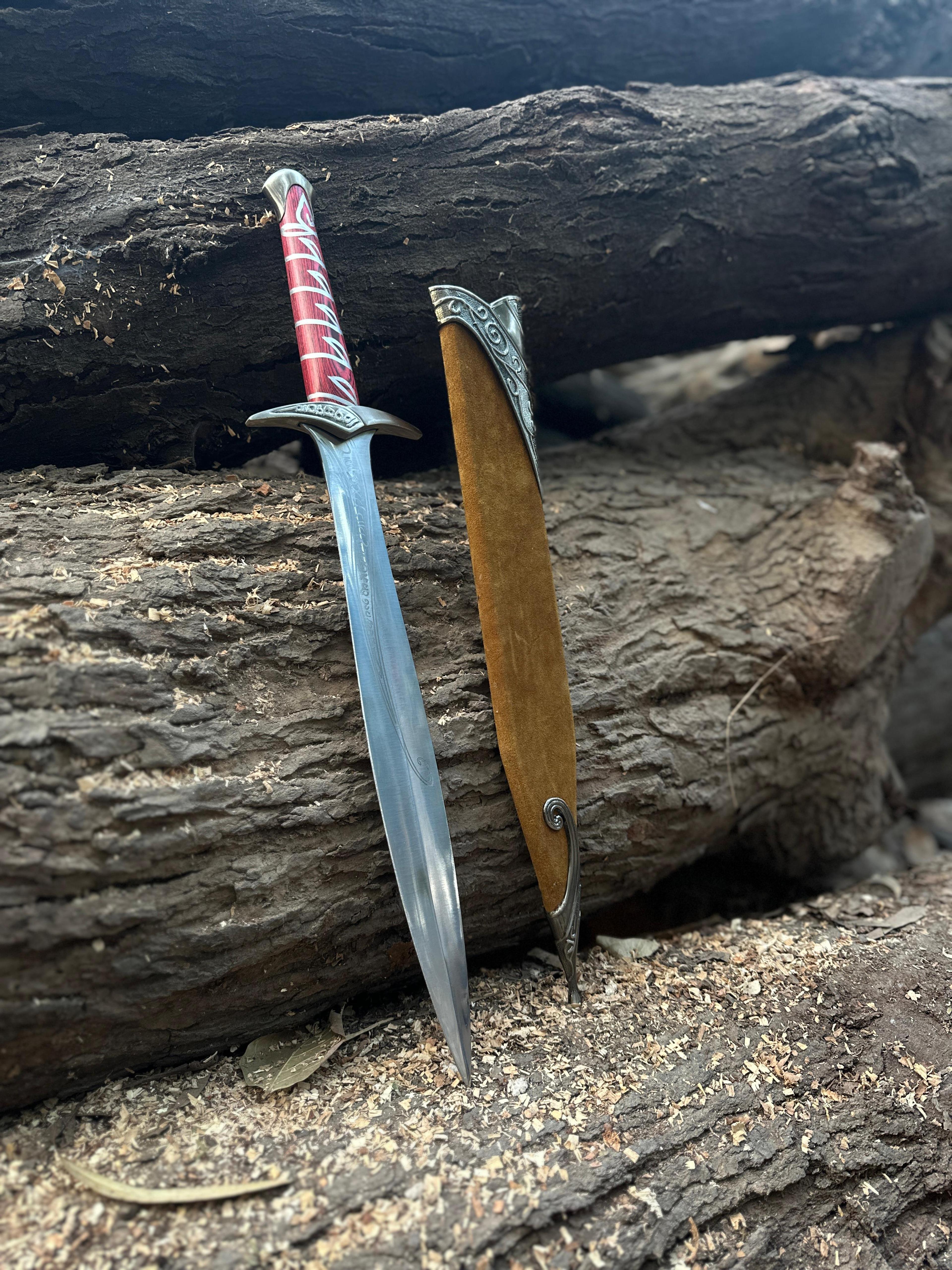 fantasy elven sting sword replica with stainless steel blade & decorative scabbard for display, cosplay & collectors