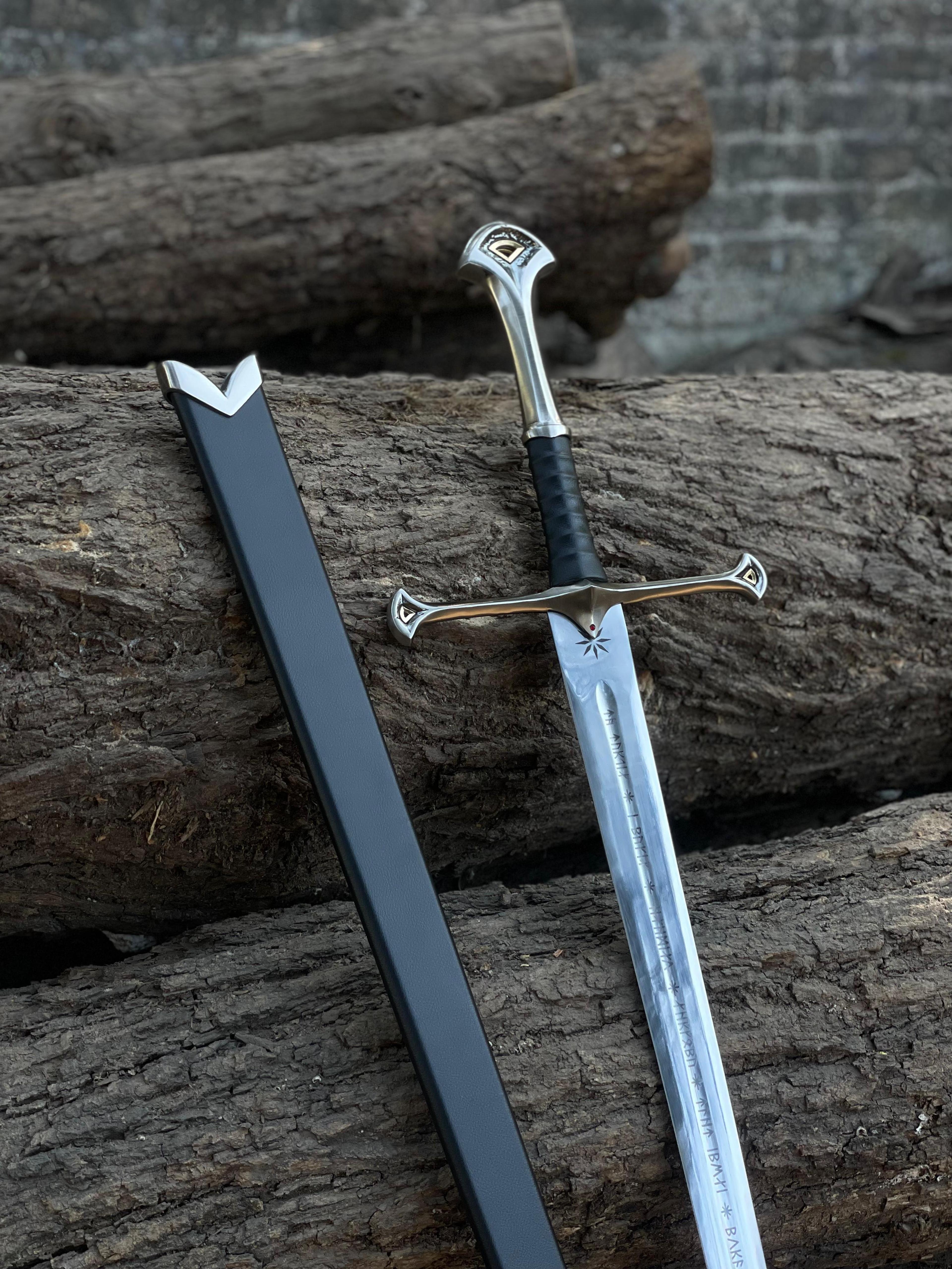 anduril sword replica – flame of the west fantasy sword with stainless steel blade & scabbard for display & collectors
