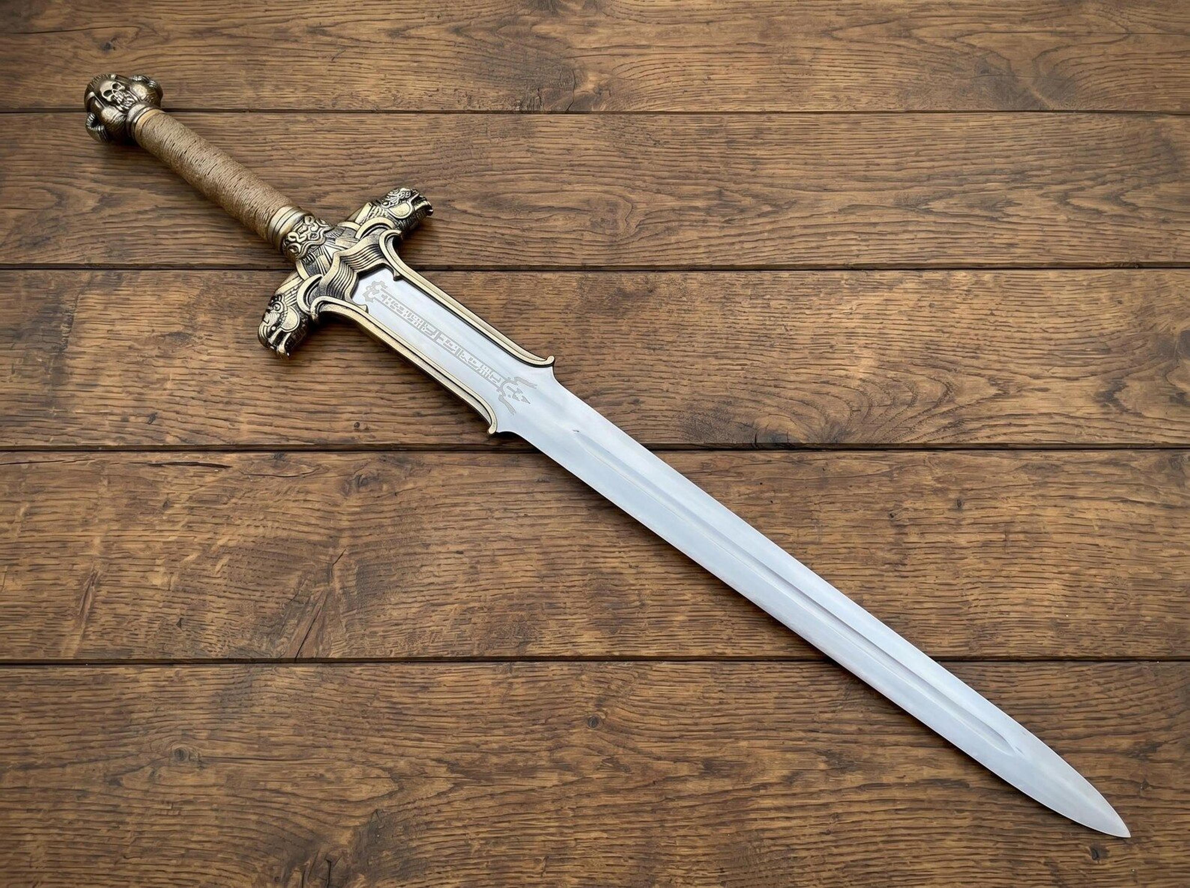 forged stainless steel medieval fantasy sword – viking inspired display sword with ornate guardian hilt