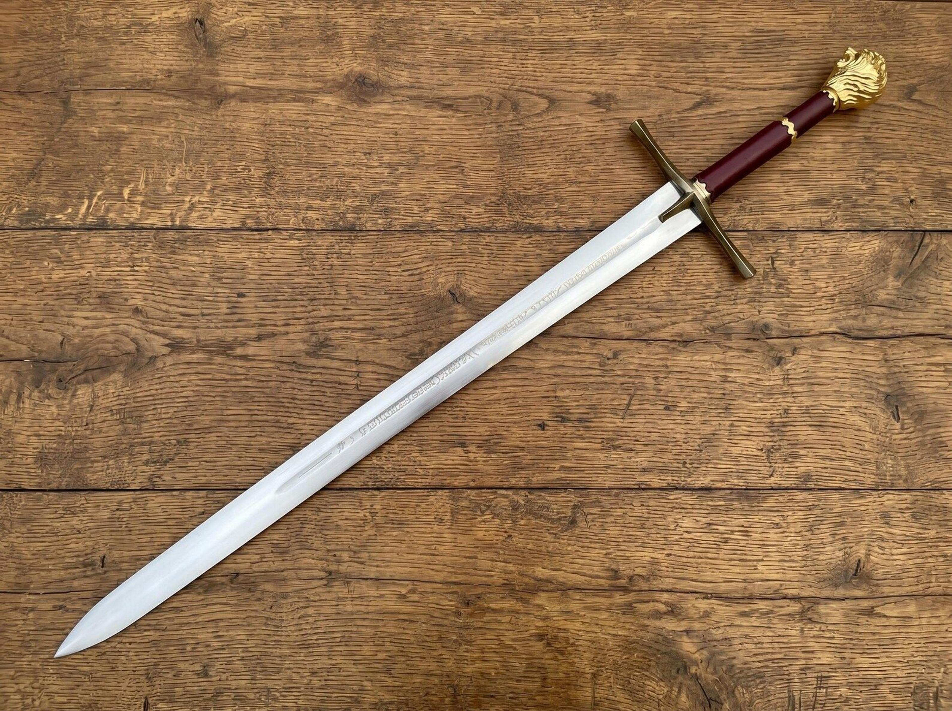 handmade stainless steel longsword with lion pommel – medieval knight crusader display sword for collectors & cosplay