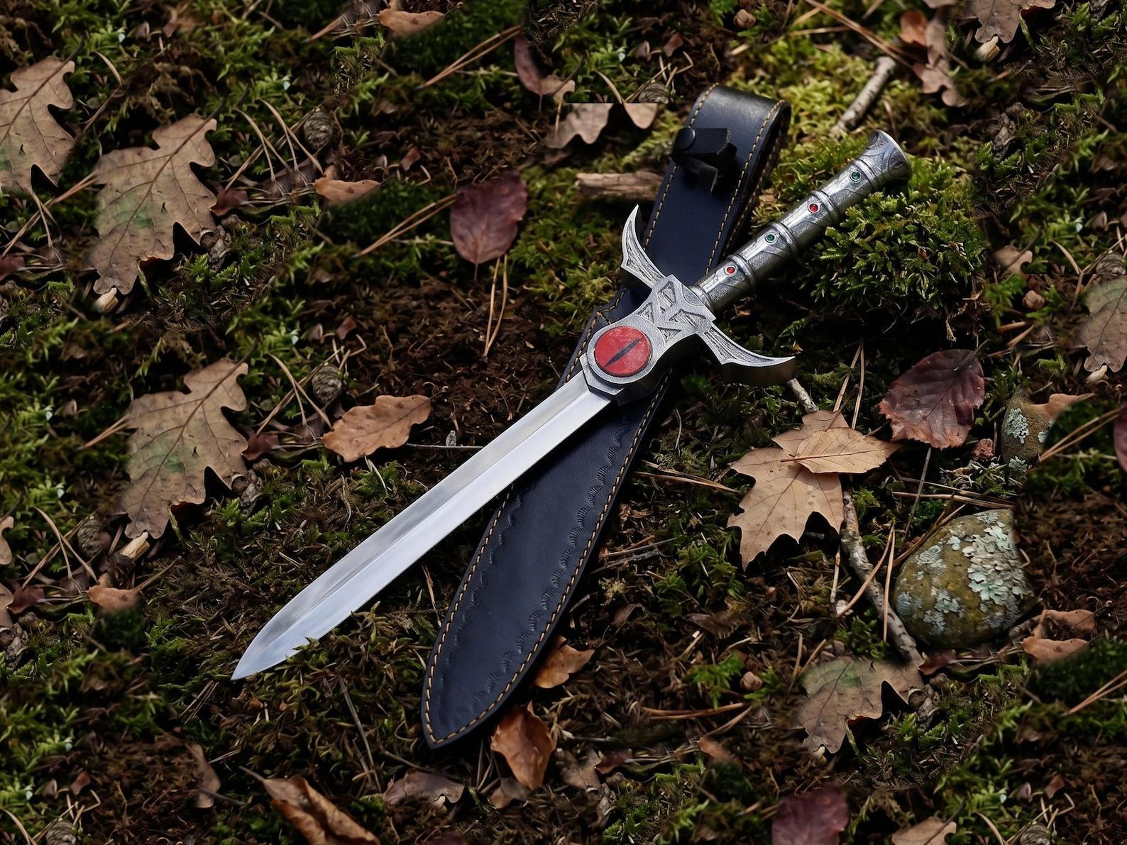 thundercats mini sword handmade knife – 17 inch full tang stainless steel fantasy replica with leather sheath