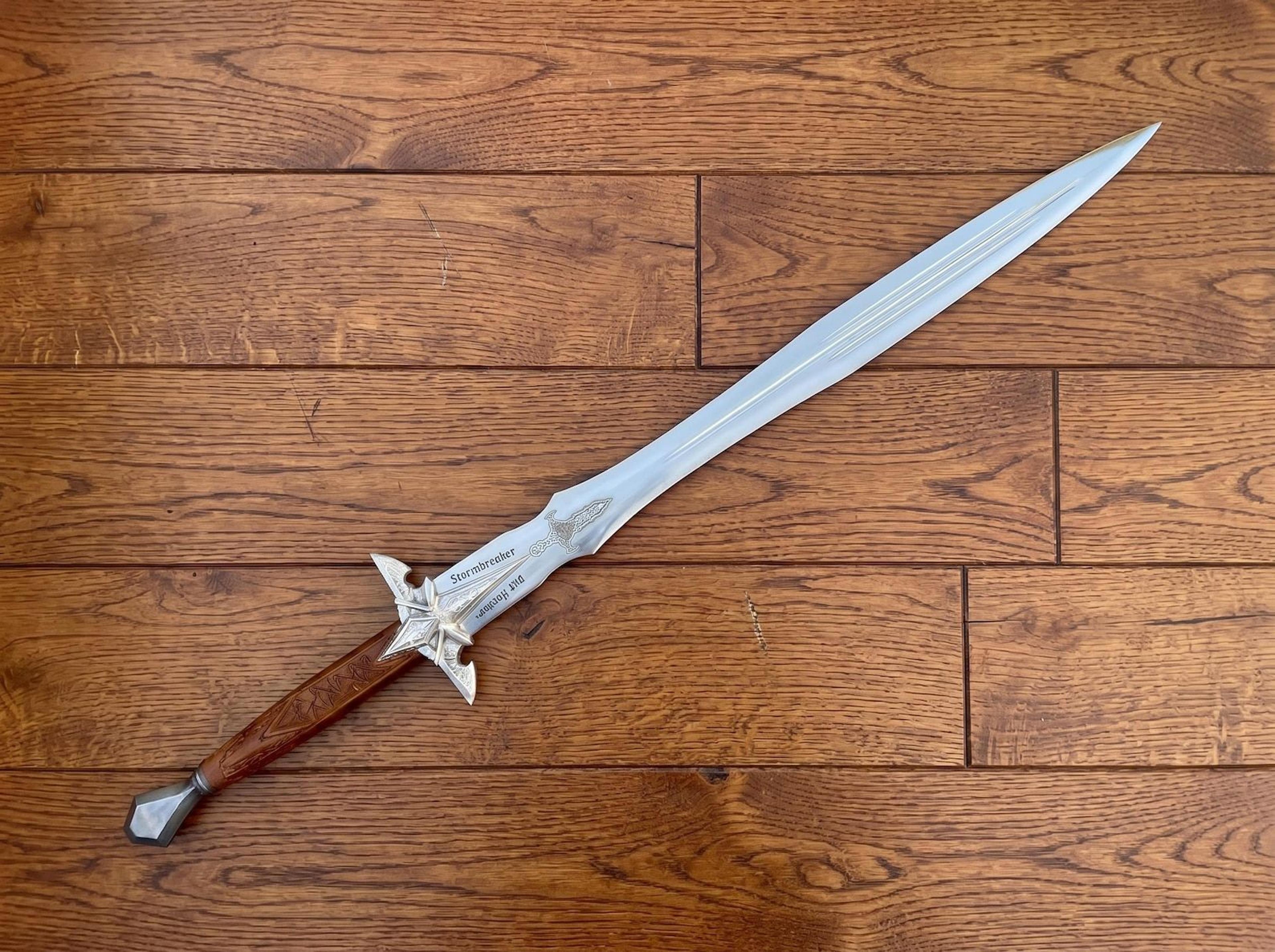 forged anduril sword replica | flame of the west medieval fantasy long sword with leather scabbard