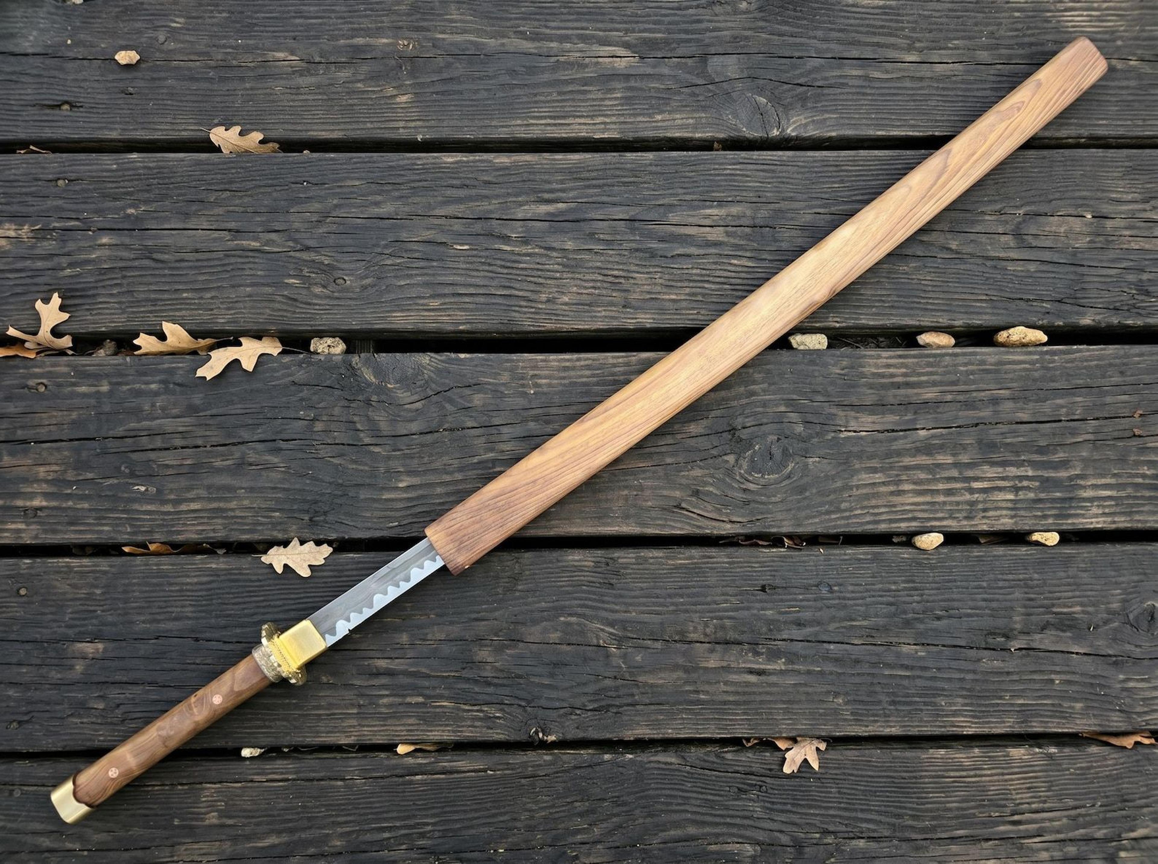 forged samurai katana sword | 40 inch stainless steel japanese sword with wooden saya & hardwood handle | collector gift