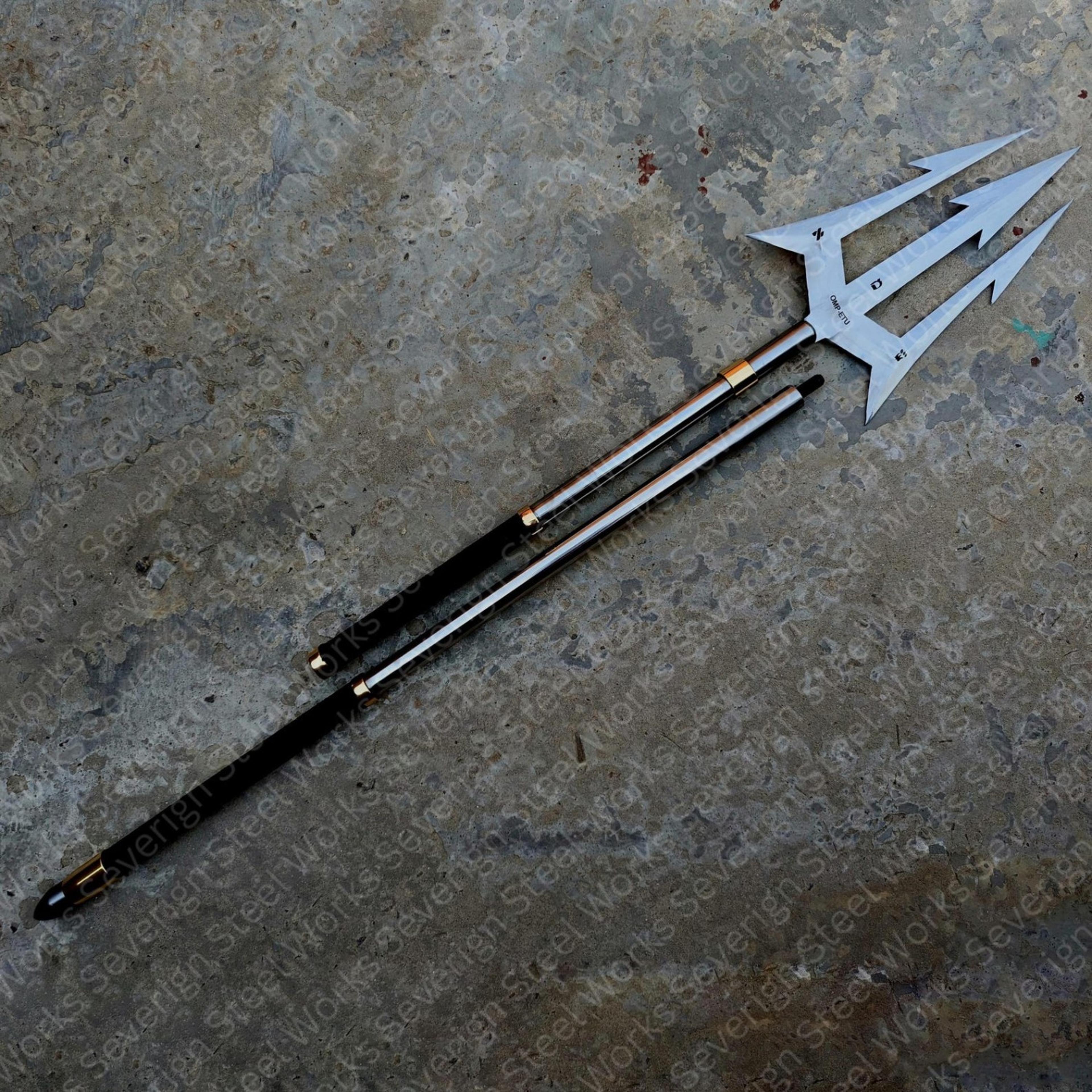 poseidon inspired three-prong trident – handmade mythological spear display replica