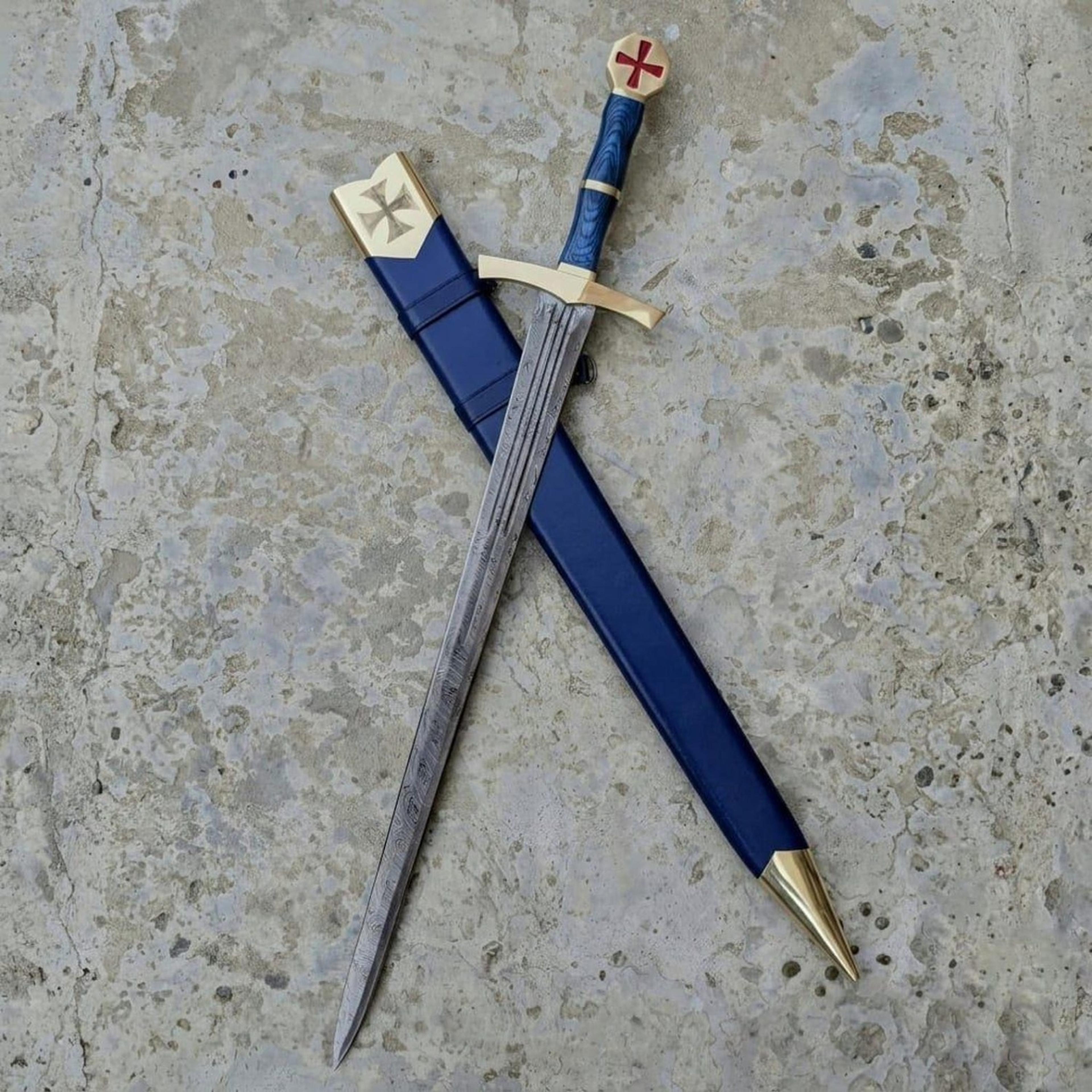 templar crusader sword with scabbard, medieval knight replica, history lover gift, wall decor