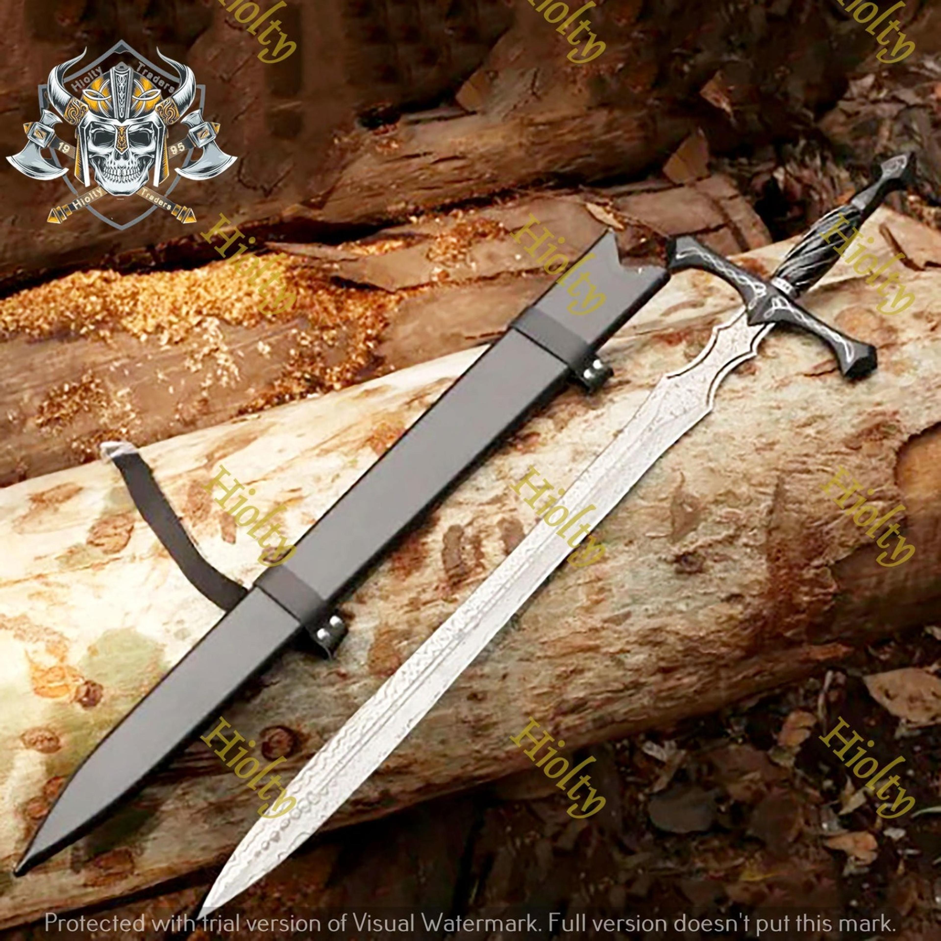 38 inch handmade ranger longsword – engraved steel blade with black scabbard, medieval warrior collector gift