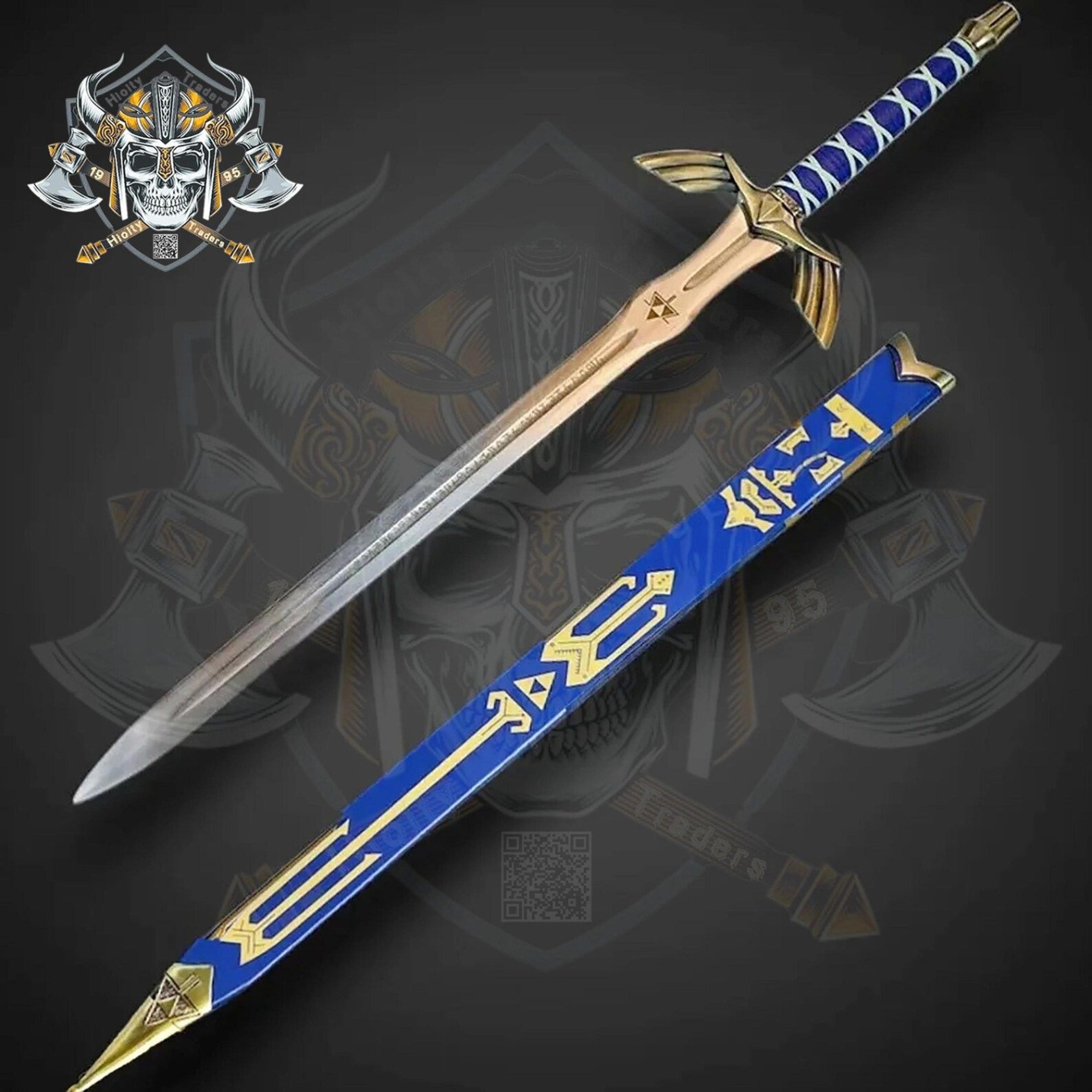 hand forged skyward sword replica montante 38 inch damascus steel fantasy blade leather handle