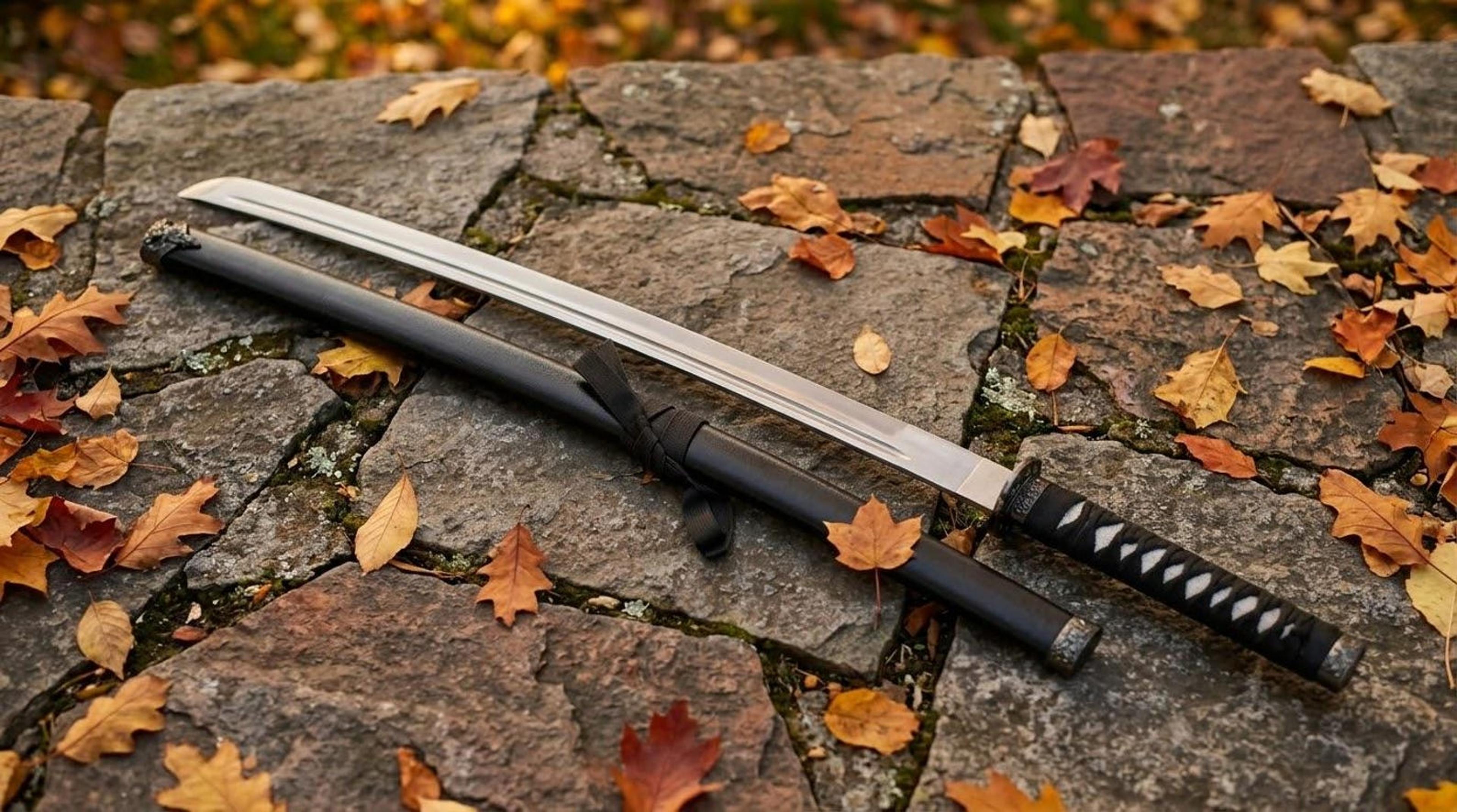 handmade japanese style steel katana sword 38 inch samurai blade with leather sheath black wrap