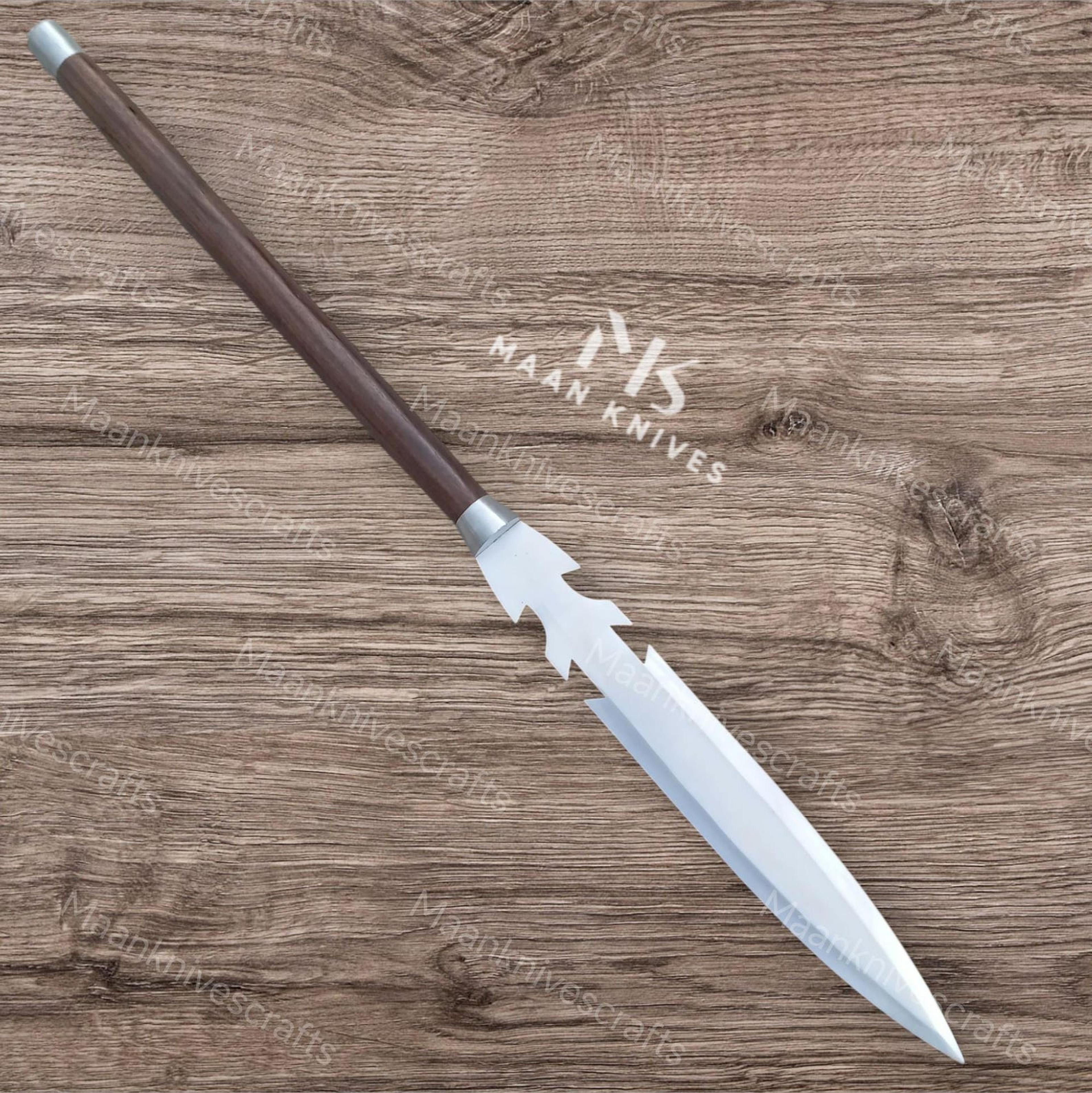 handmade 30-inch carbon steel leaf spear with polished rosewood handle medieval replica polearm