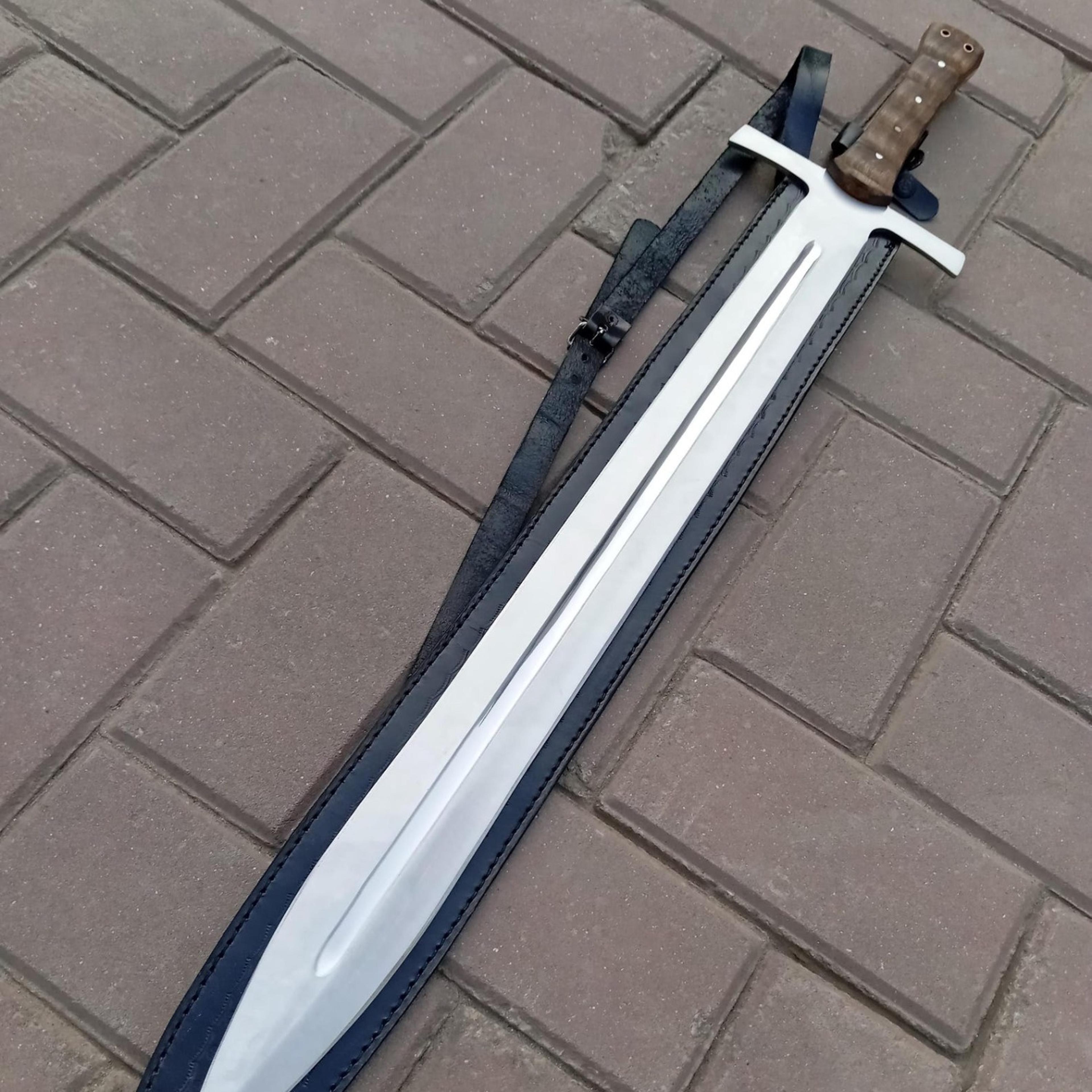 handmade templar sword full tang double edge medieval collectible with rosewood handle