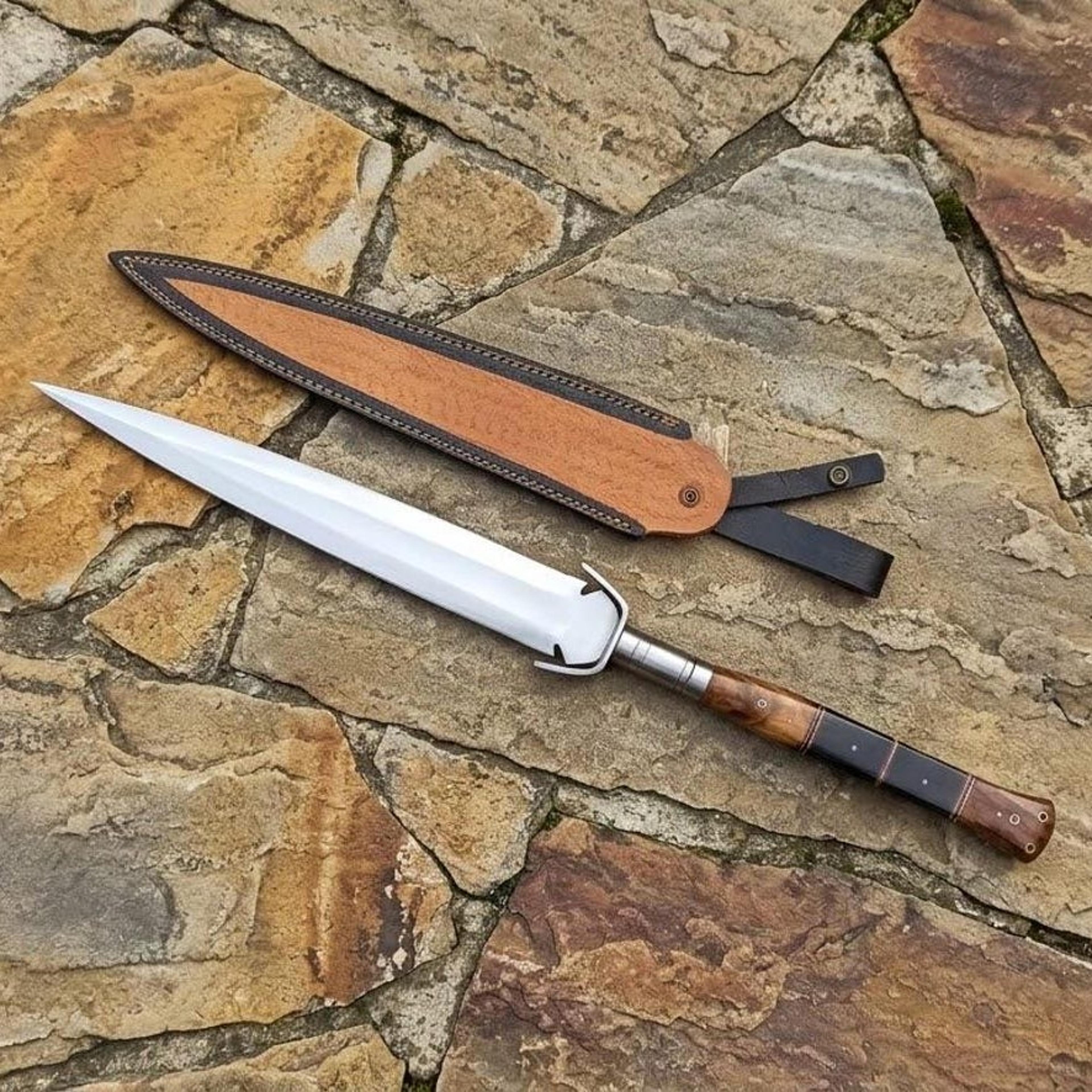 handmade boa zande throwing sword replica stainless steel multi-blade viking style decorative k
