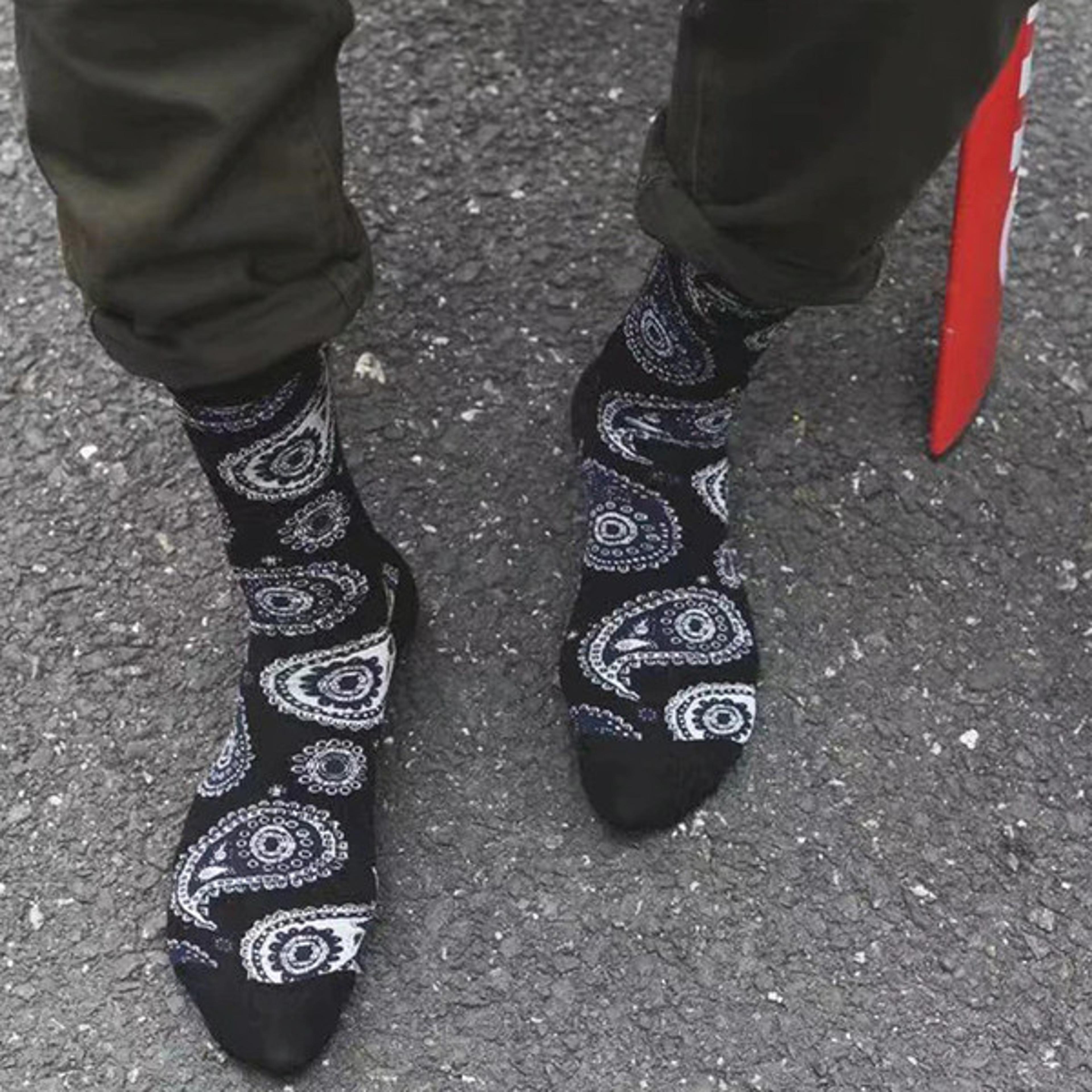 timeless black & white bandana socks