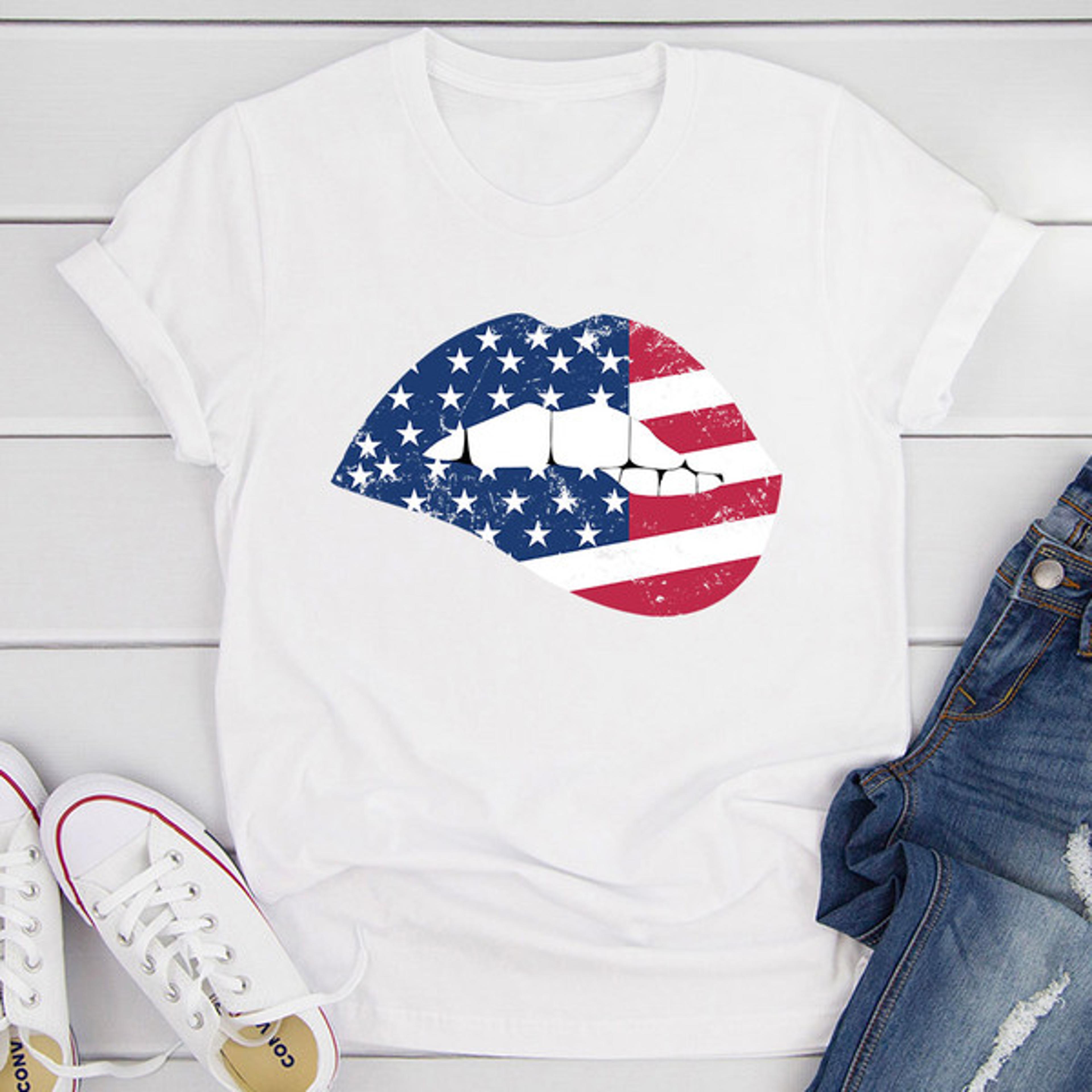 american flag lips t-shirt