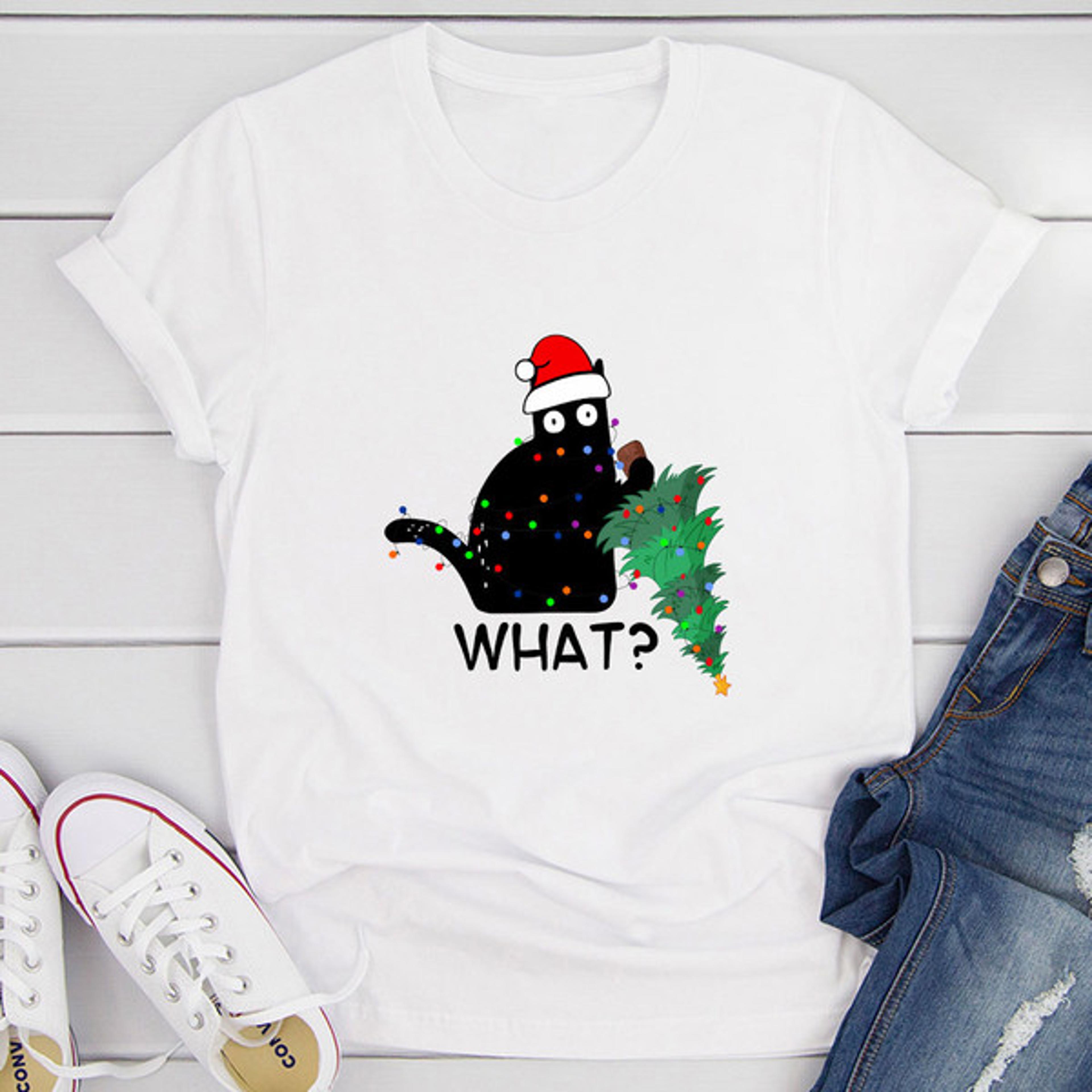 what cat christmas tree t-shirt