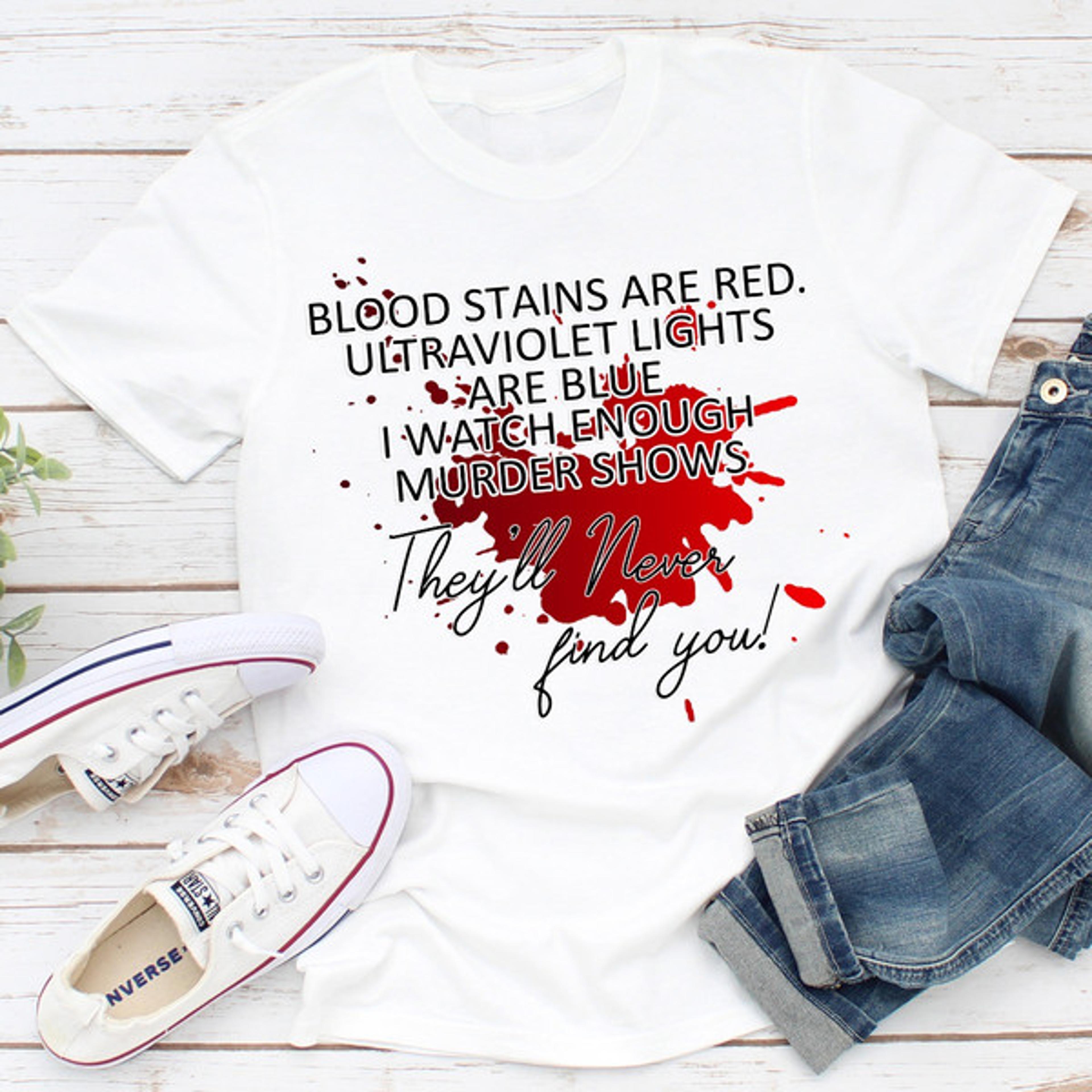 blood stains are red ultraviolet lights are blue