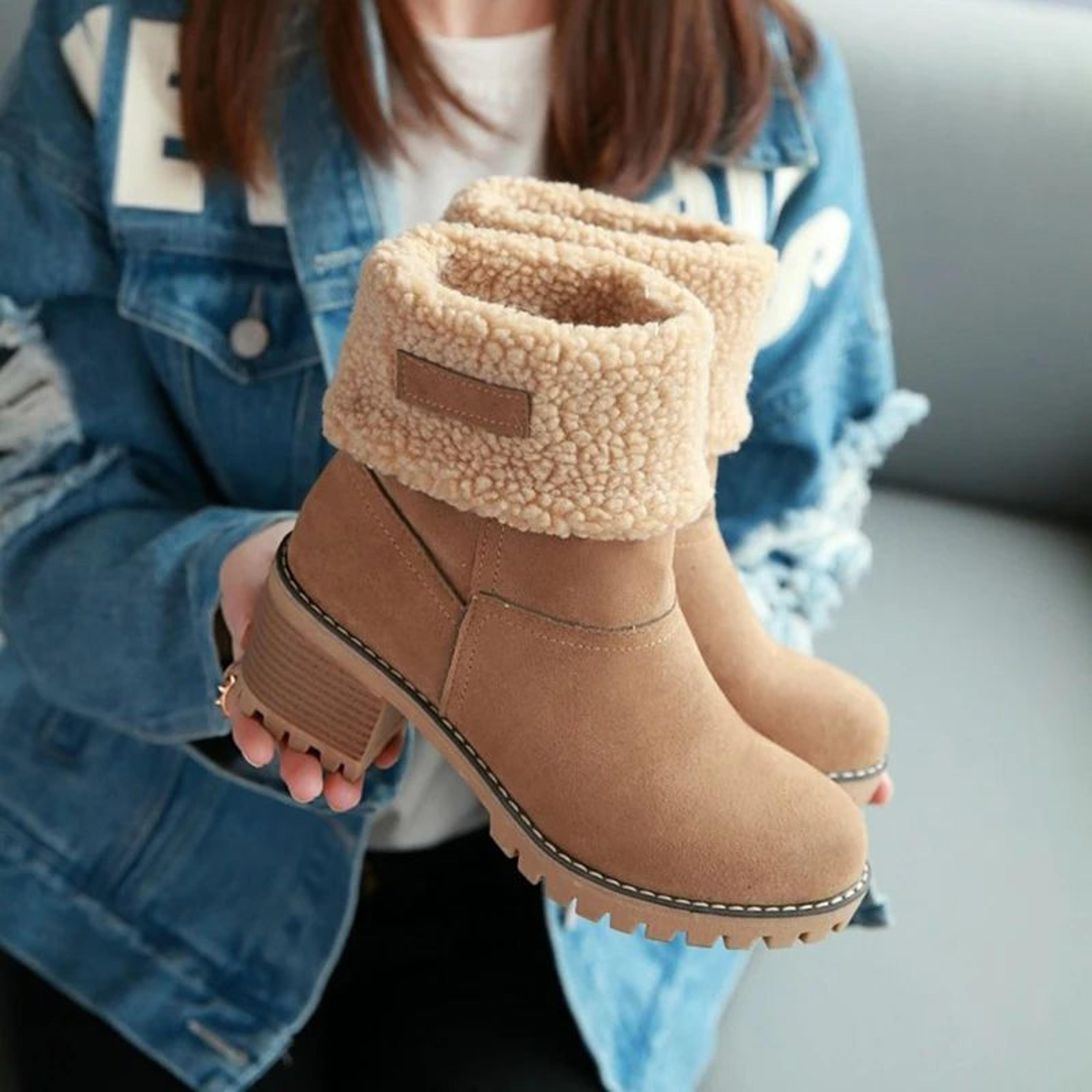 women's block heel snow boots | warm & stylish - perfect winter gift