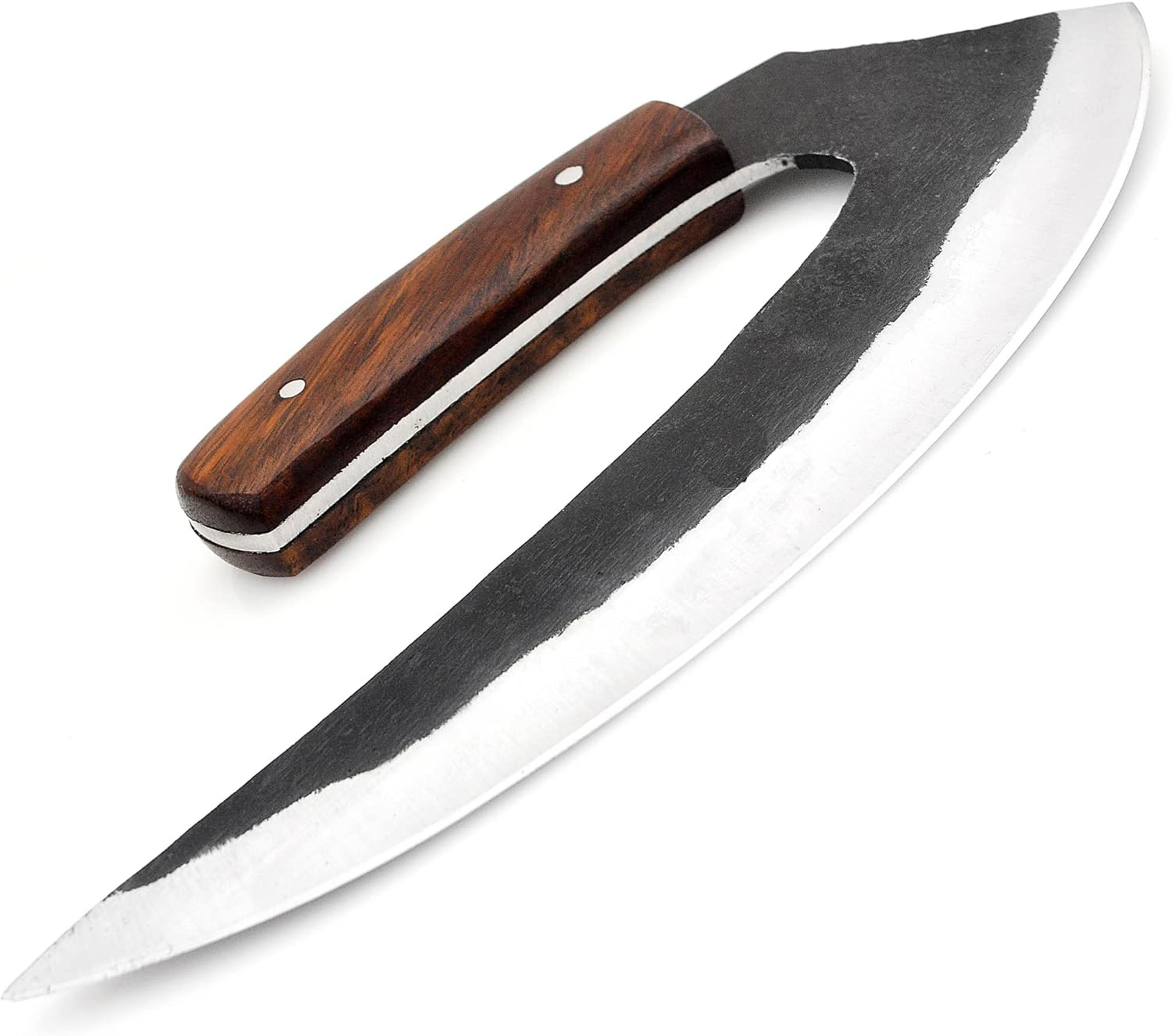 alaskan ulu mezzaluna ulu knife traditional pizza cutter handmade damascus steel vegetable chopping ullu knife