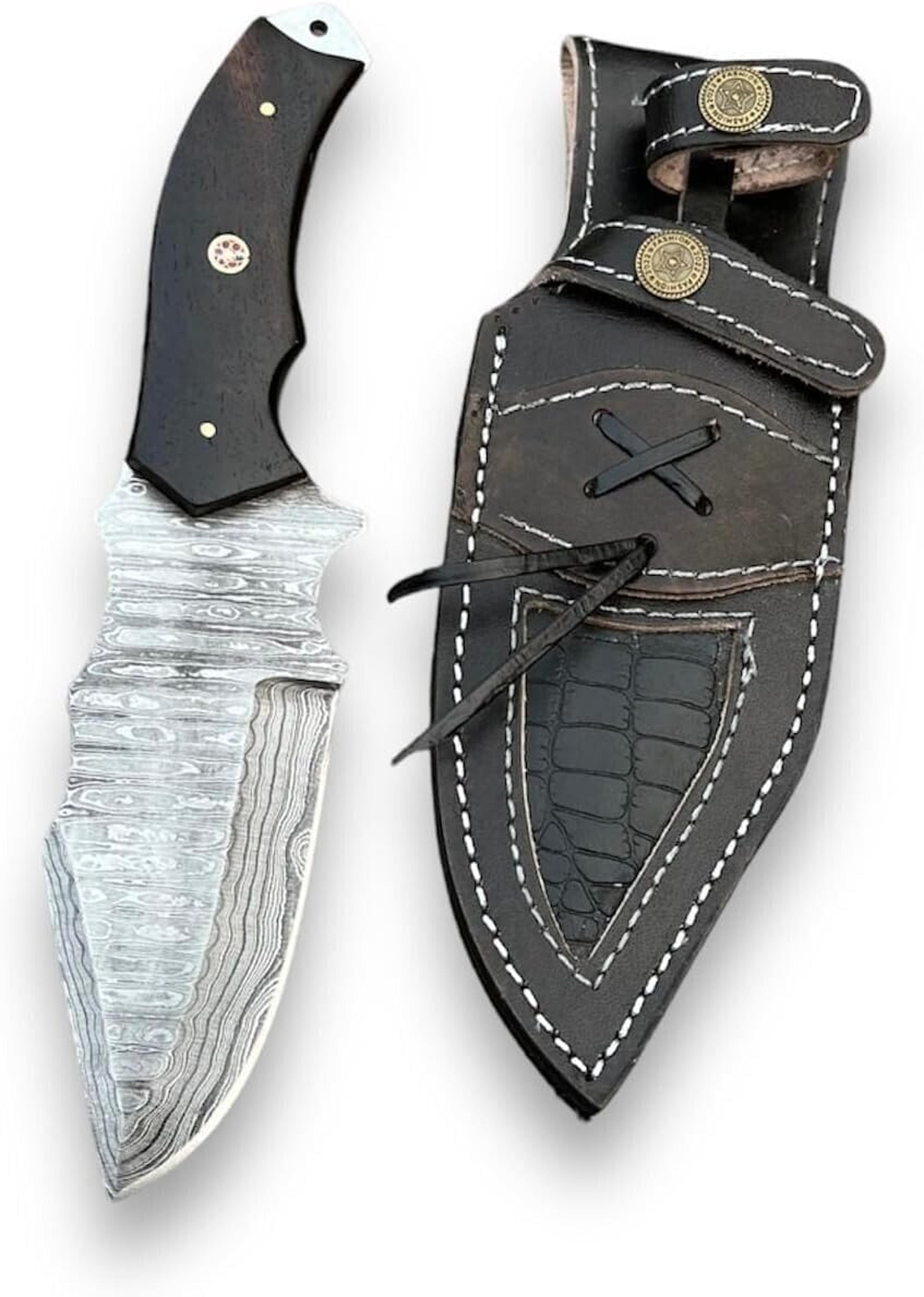 10 inch fixed blade knife handmade damascus steel blade hunting skinning knife with sheath camp knives for men