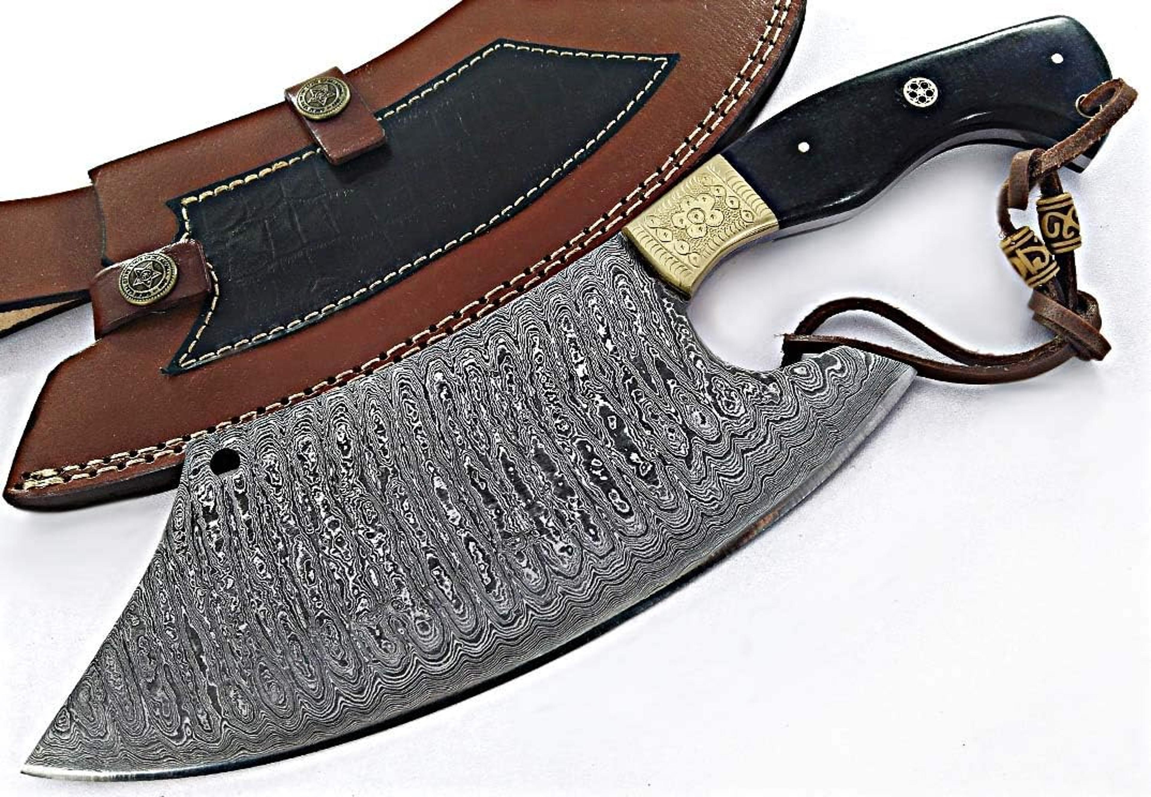 12 inch handmade damascus cleaver knife damascus meat cleaver butcher knife for meat cutting chopper with sheath