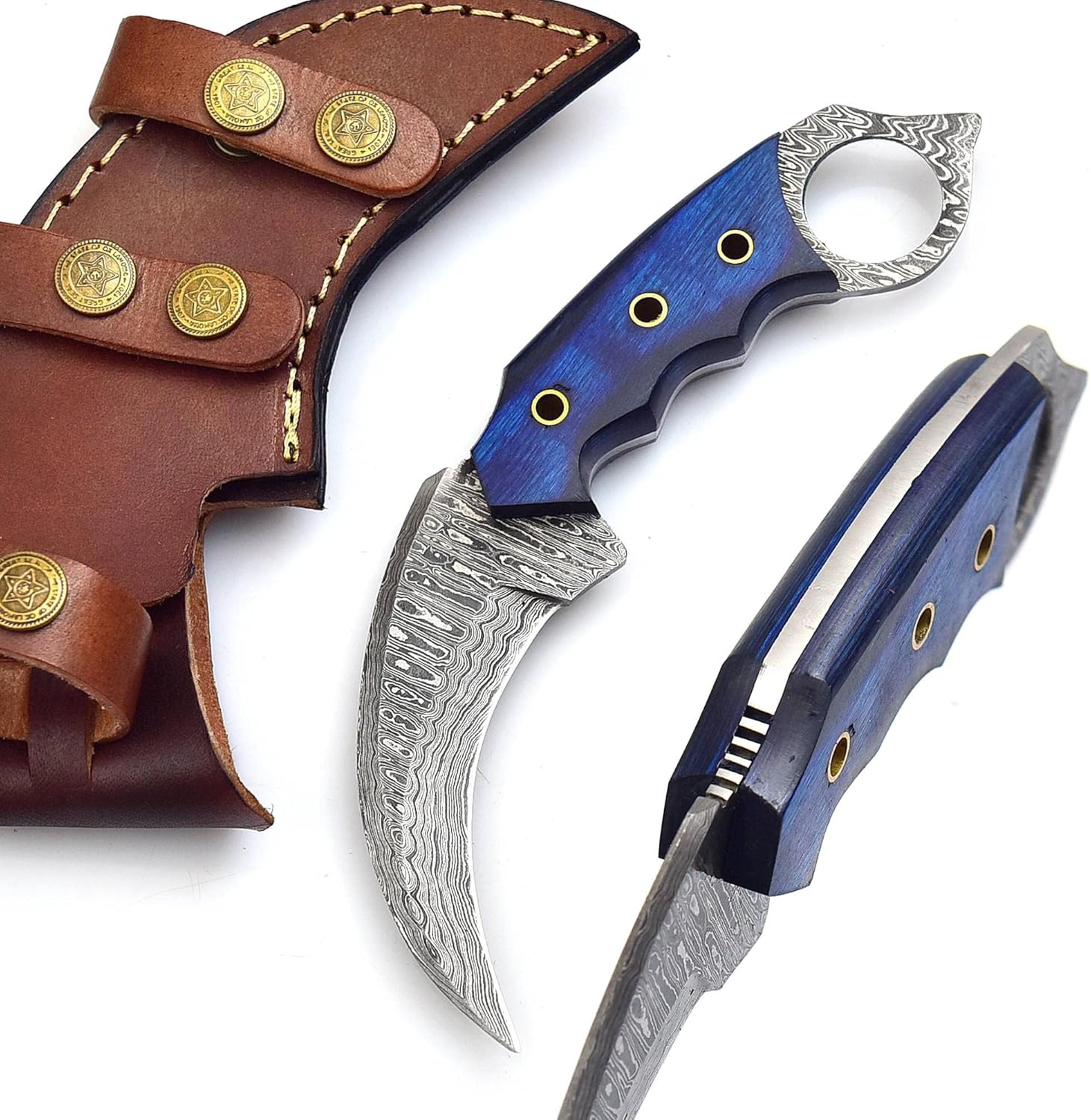 7.5 inches handmade damascus steel hunting knife with sheath fixed blade knives for men camping survival