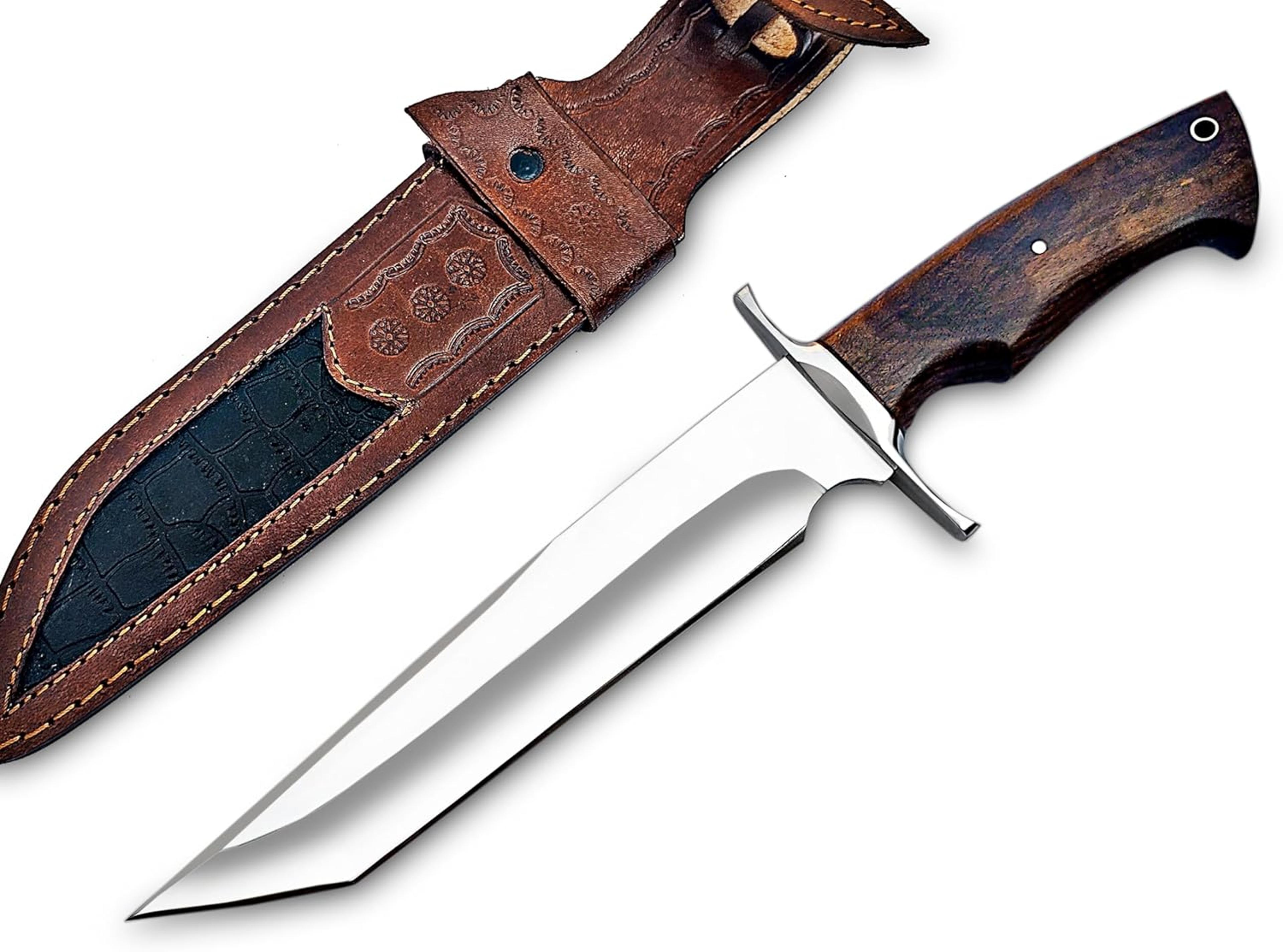 handmade d2 steel bowie knife 13 inch full tang fixed blade knife with sheath best for bushcraft survival camping