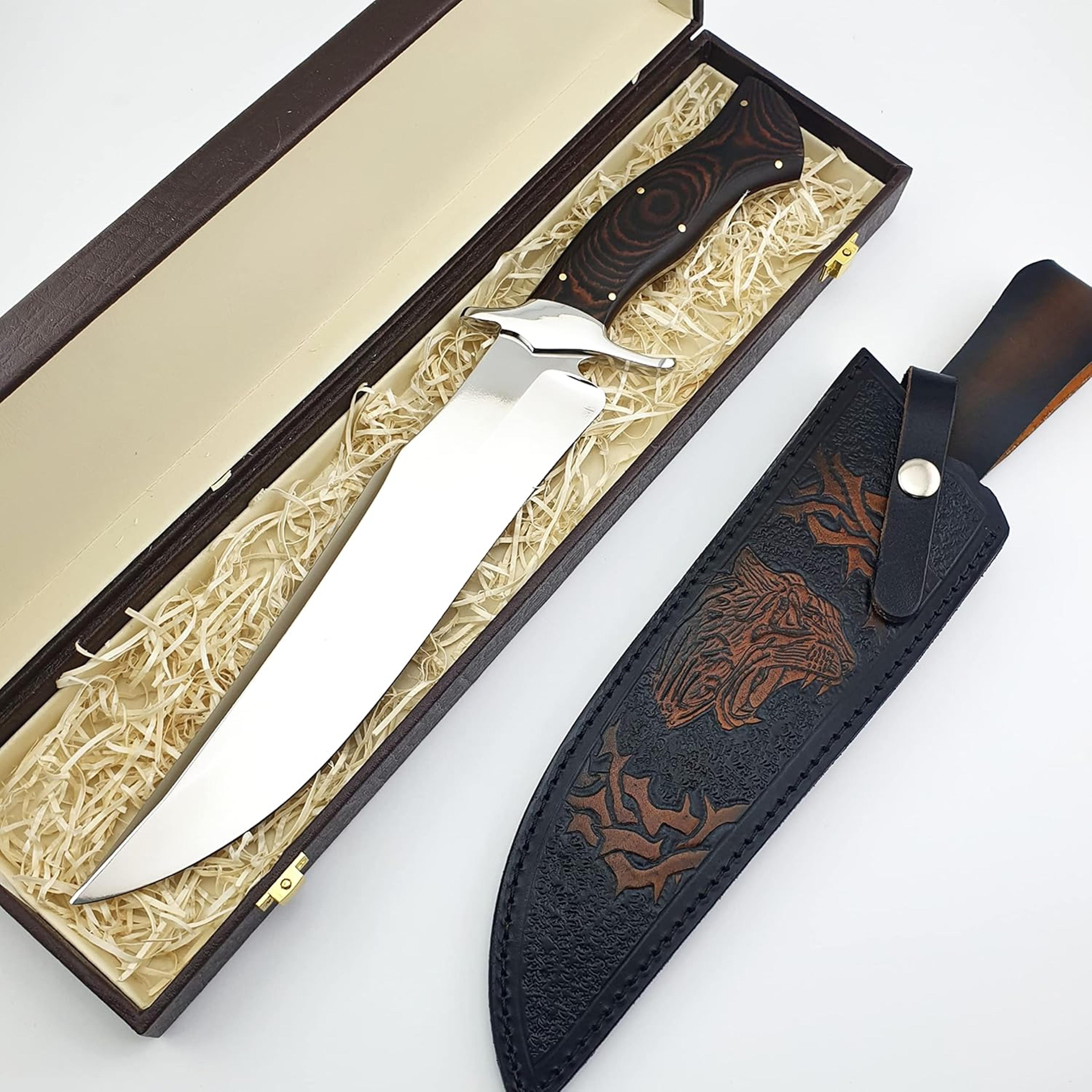 custom handmade 14 bowie knife survival with sheath for cutting trees for yard work hunting knife full tang fixed blade