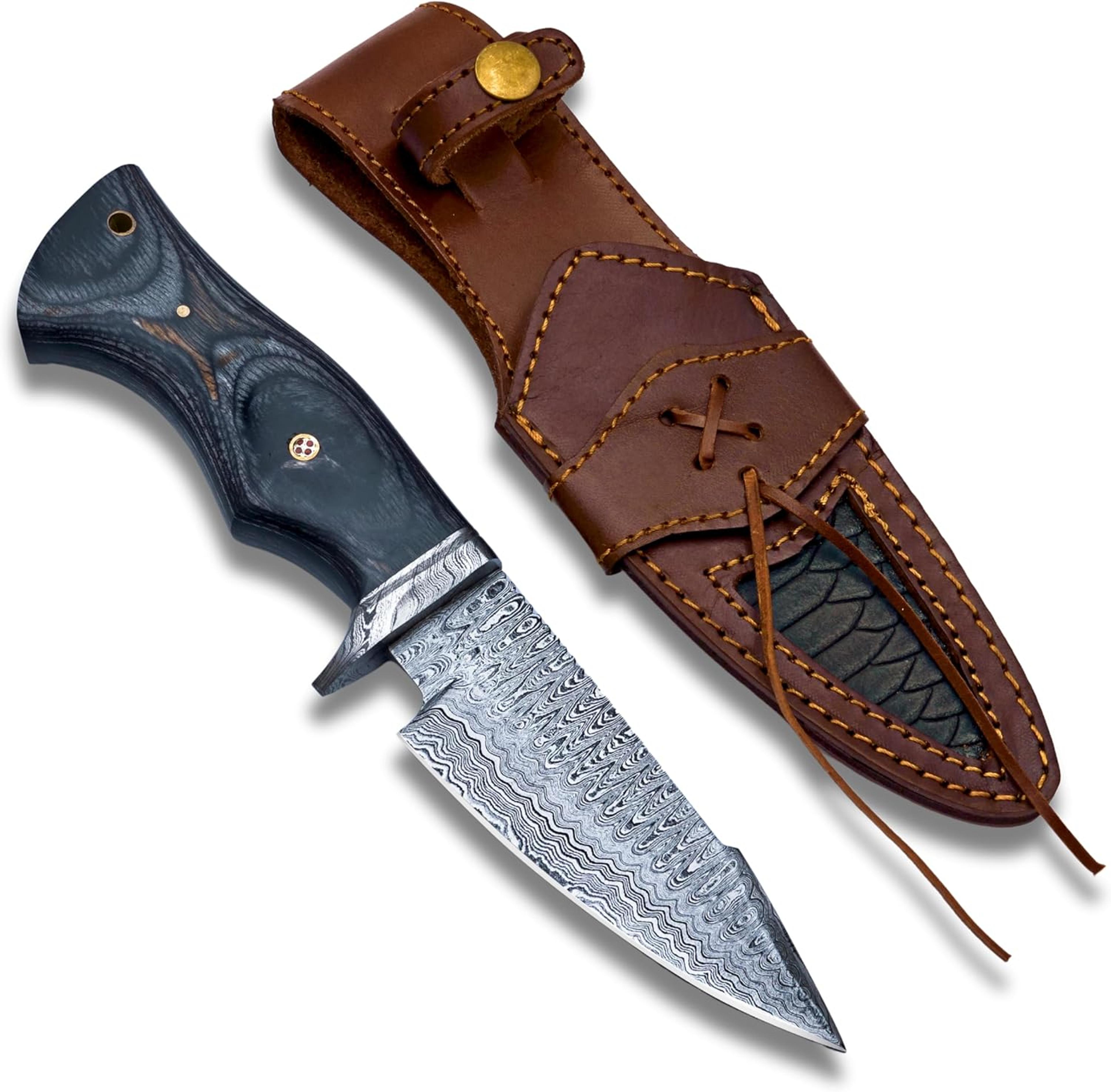 custom handmade damascus fixed blade knife with sheath fixed blade hunting survival knives outdoor knives for men