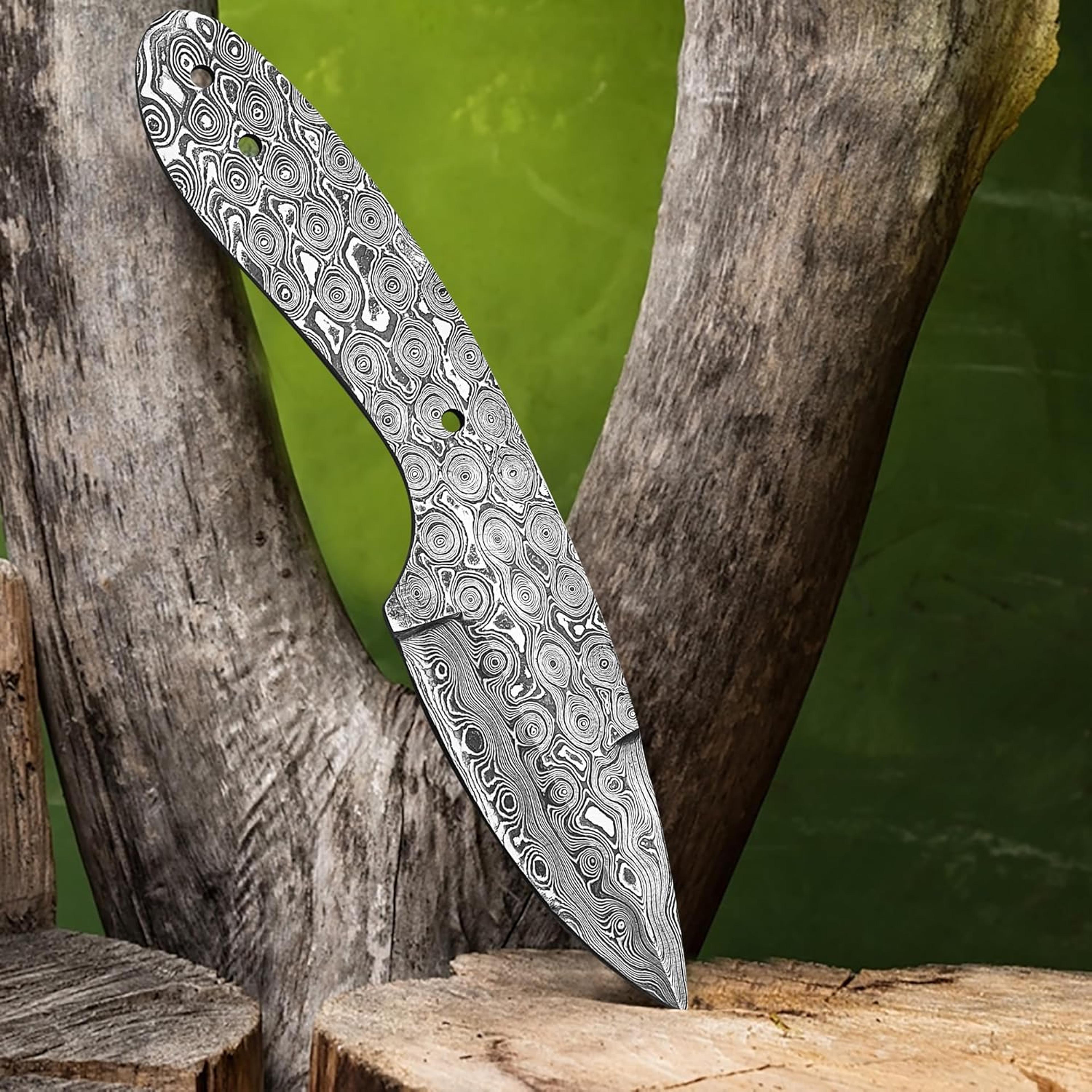 damascus steel outdoor knife blank tactical, survival, camping, knife making kit, skinner knife blank blade tactical edc