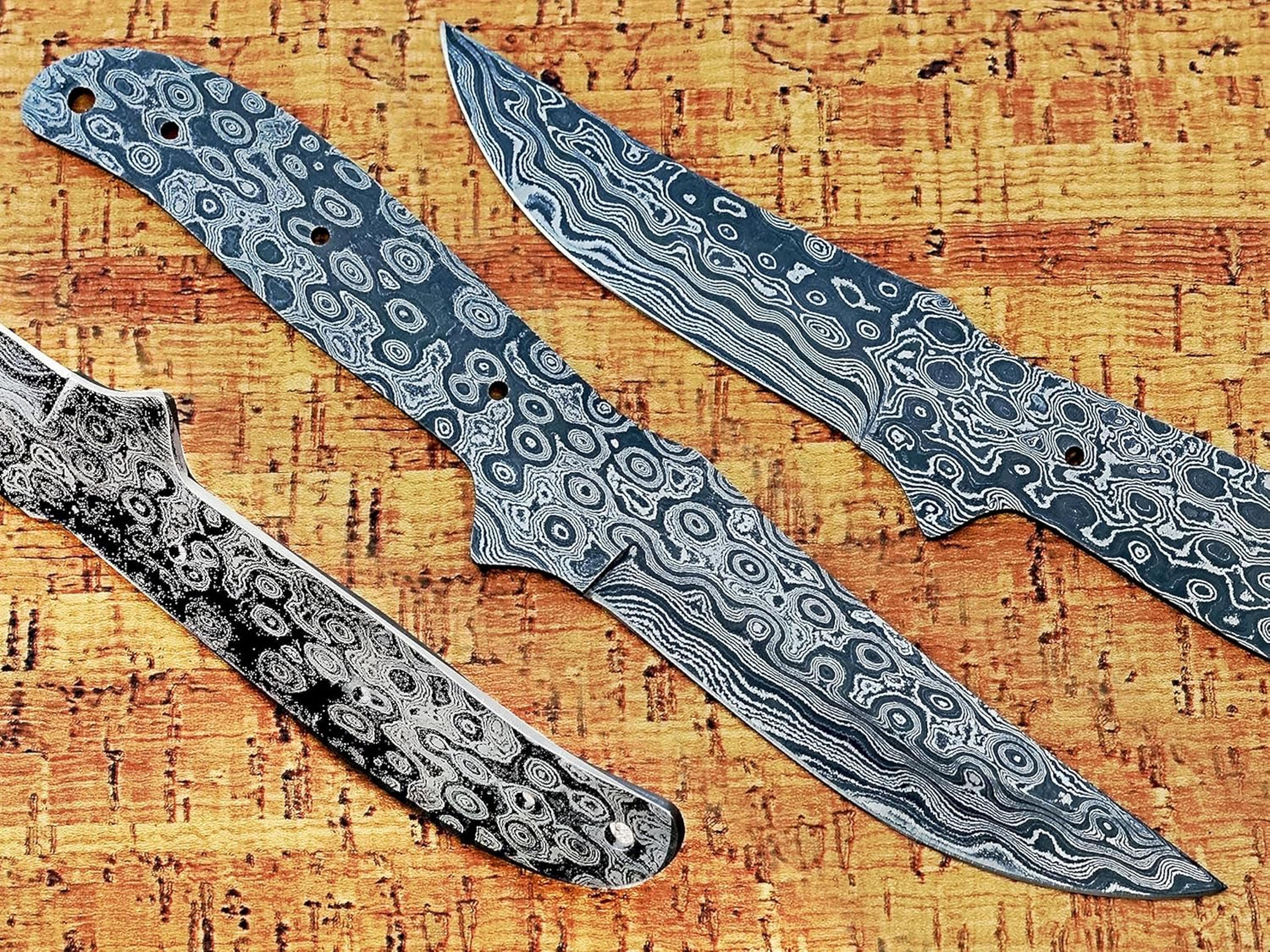 damascus steel outdoor knife blank tactical, survival, camping, knife making kit, skinner knife blank blade edc