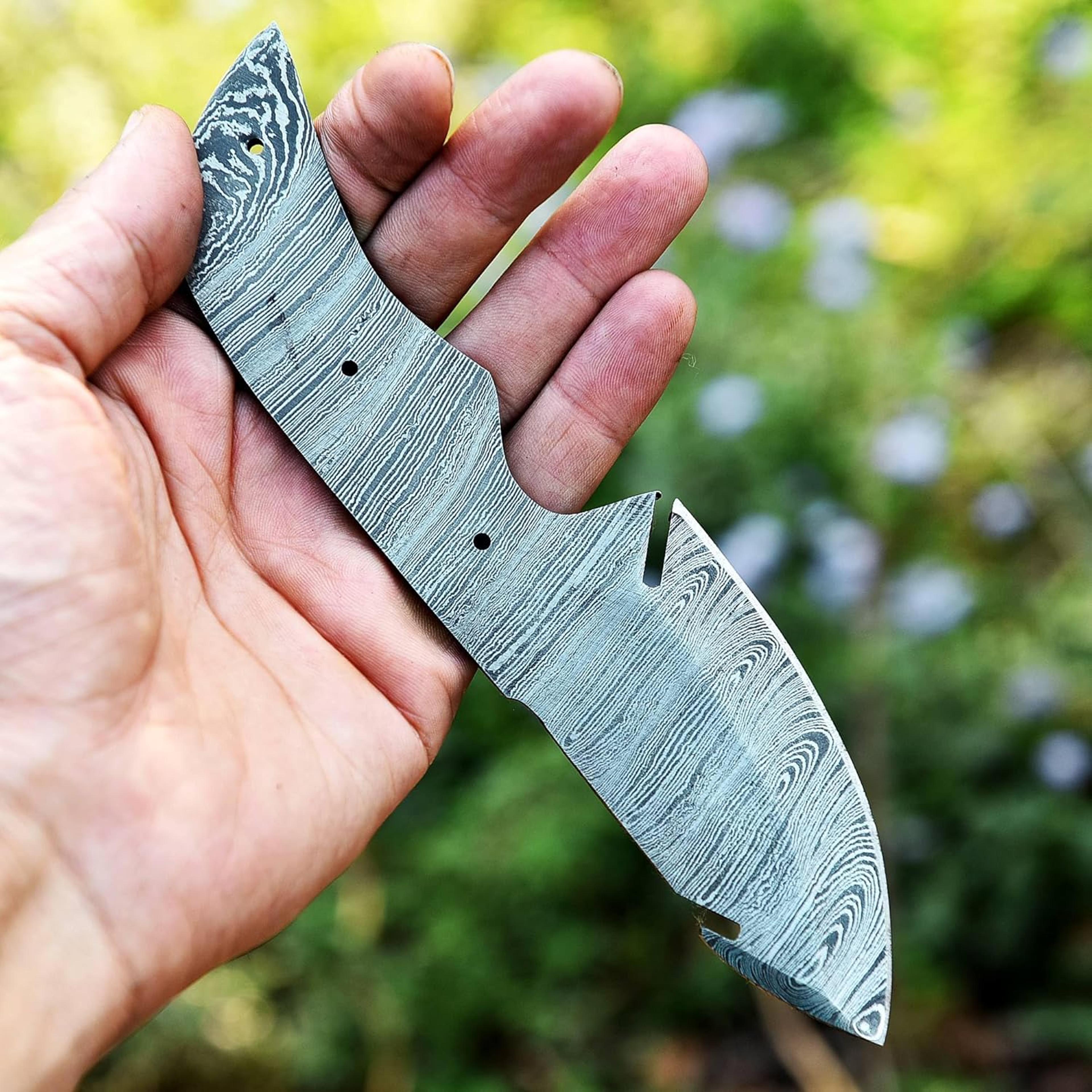 handmade hand forged damascus steel blank blade dagger hunting & camping knife, damascus blank blade, making blade