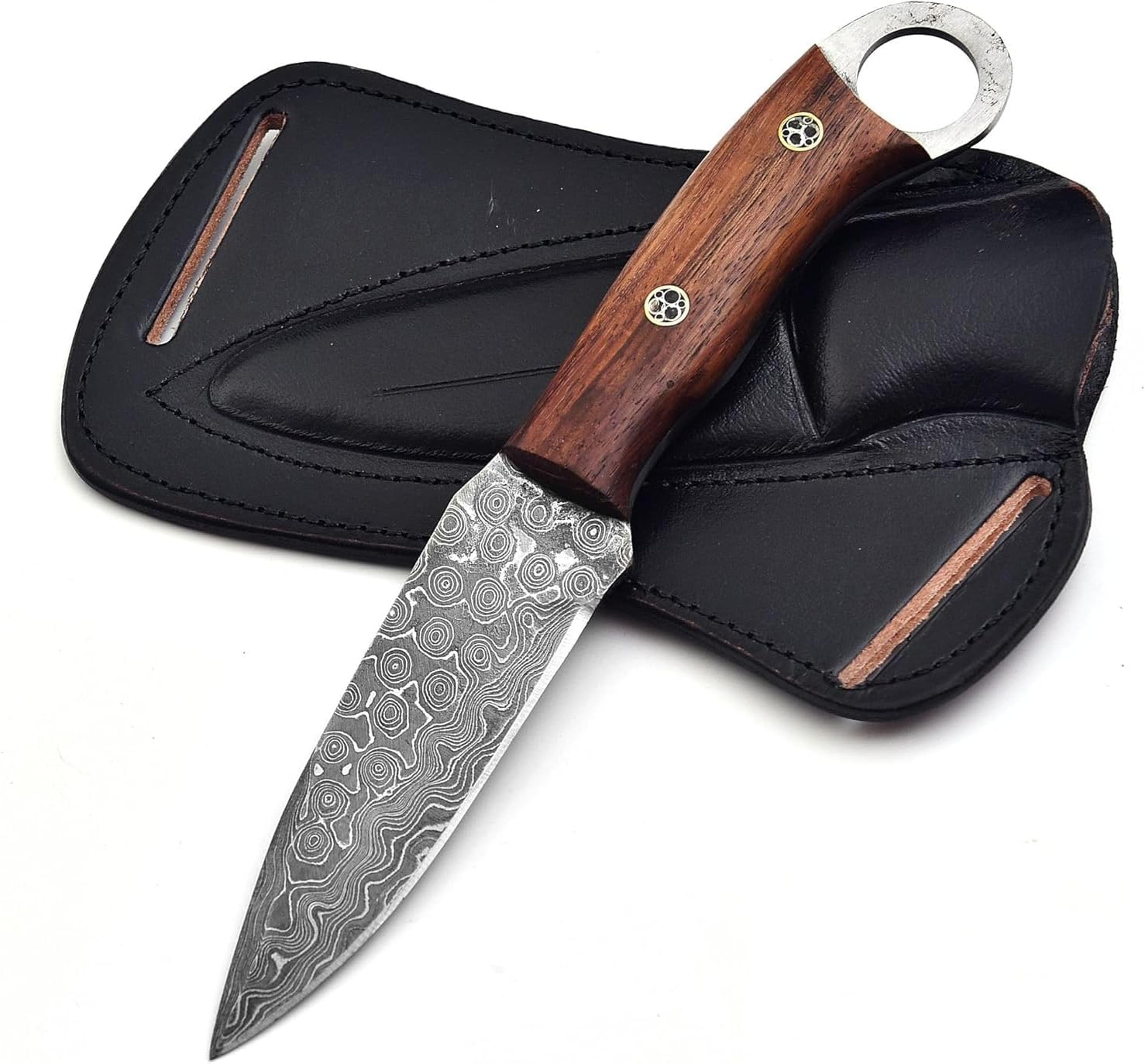fixed blade hunting knife full tang handmade damascus steel sharp edge rosewood handle edc camping knife ideal skinning