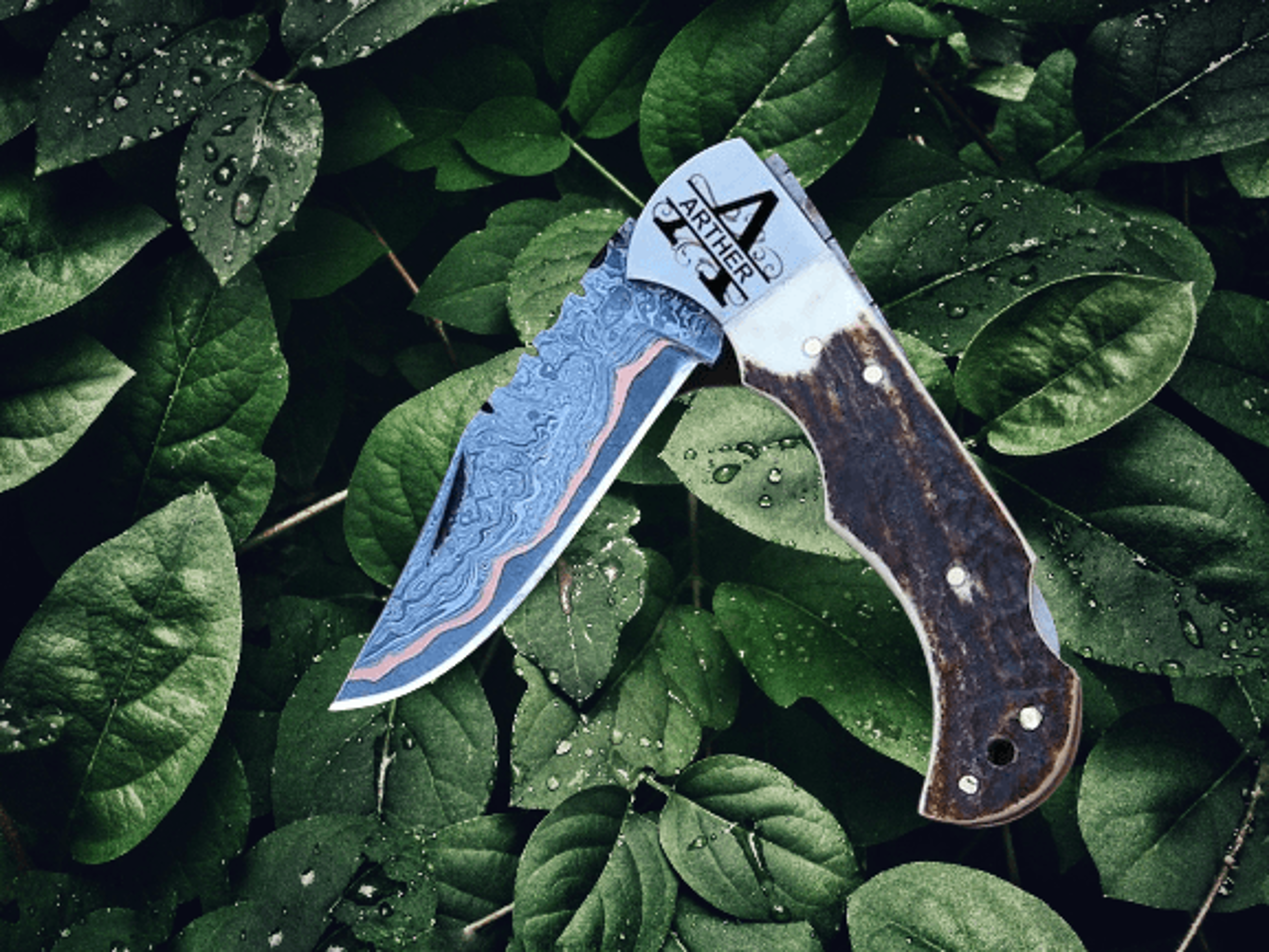 copper damascus personalized pocket knife set groomsmen gift folding knife fish camping gift for boyfriend, thanksgiving