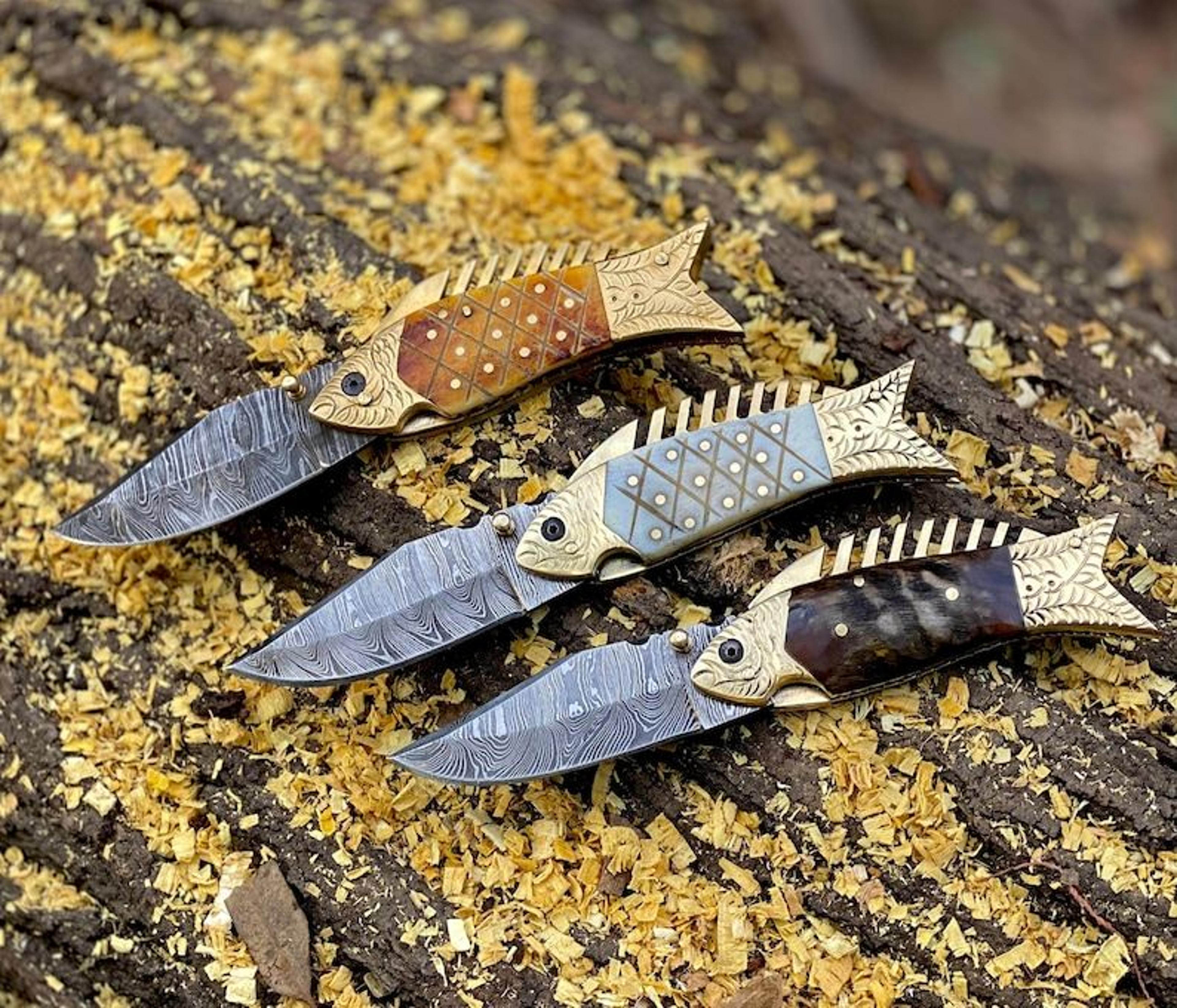 damascus personalized pocket knife set groomsmen gift folding knife camping gift for boyfriend, thanksgiving