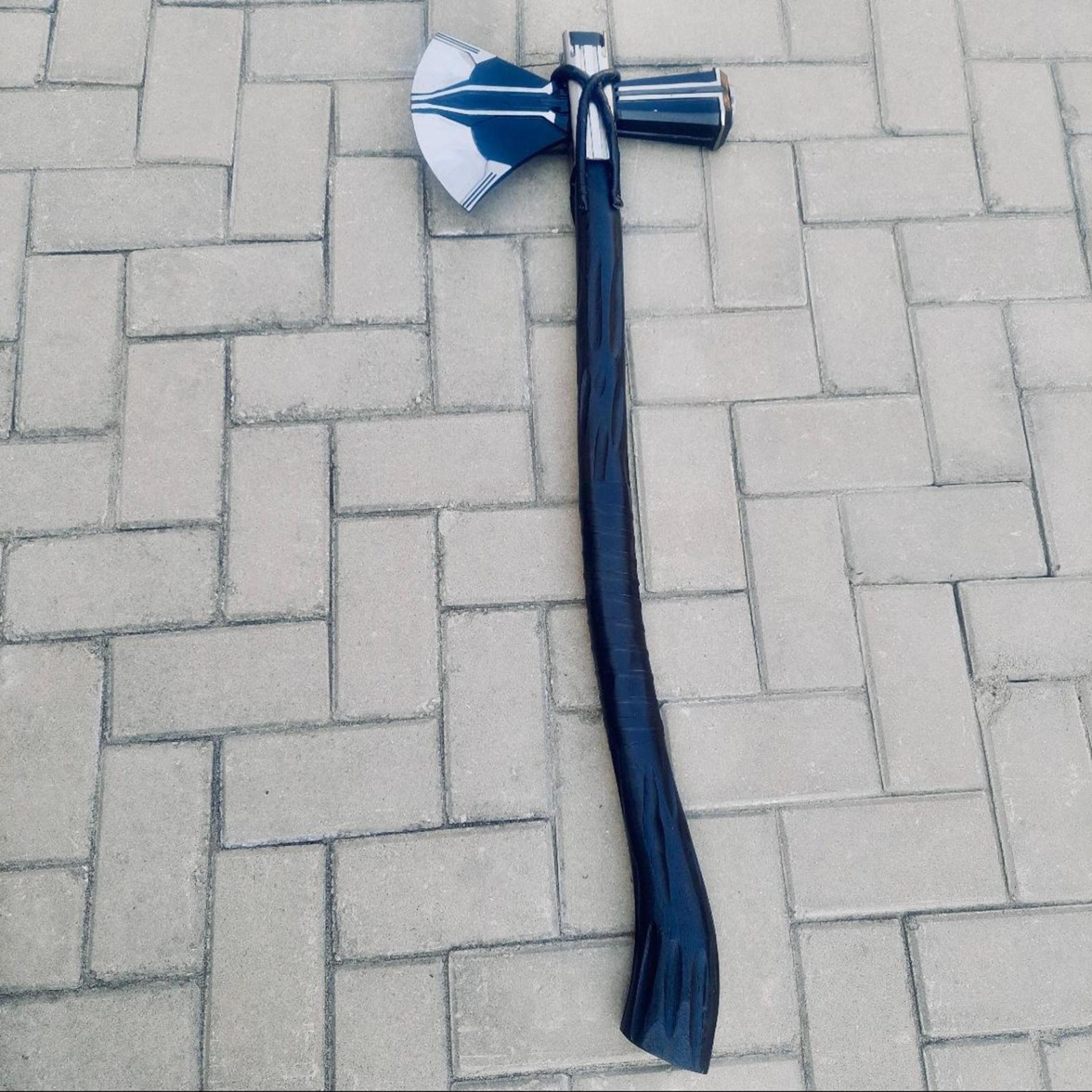 thor stormbreaker axe replica steel axe hammer black handle for display, cosplay & collectors