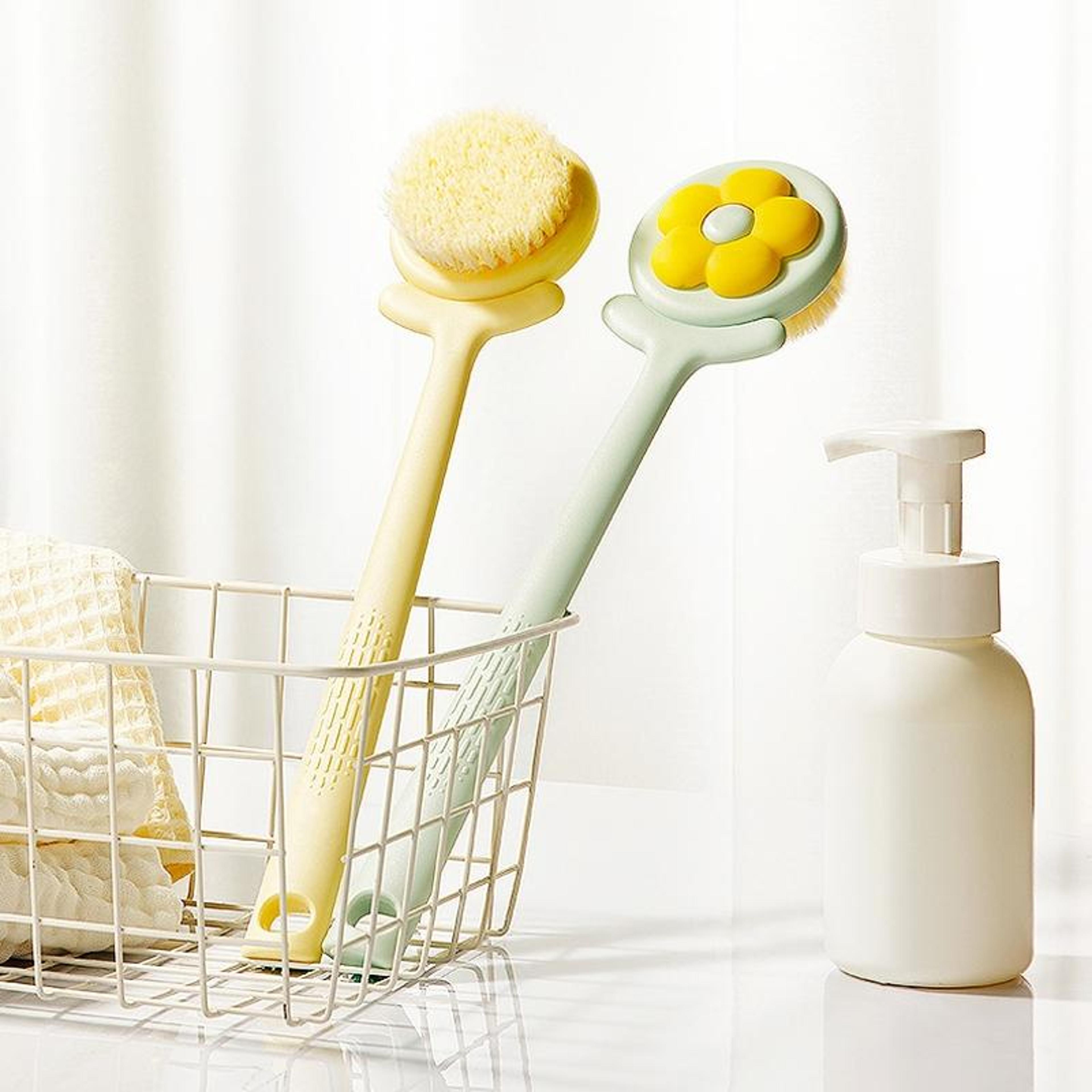 long handle soft bristle shower brush for back and body
