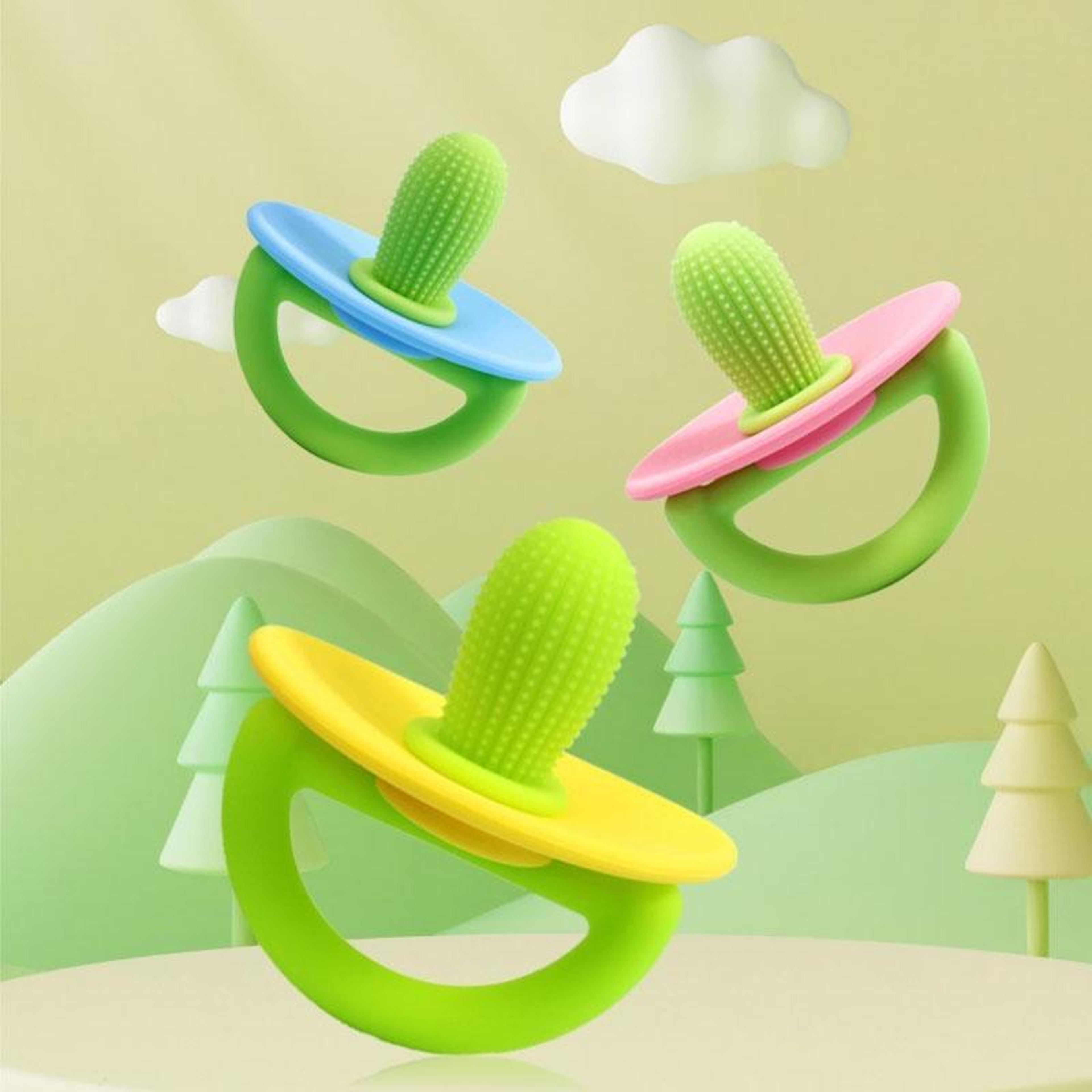 silicone cactus baby teether food grade gum massager toy